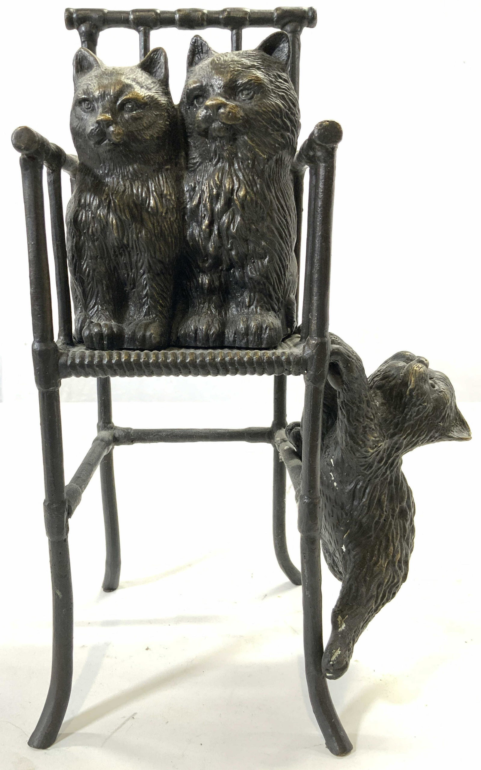 SF BAY TRADING Vntg Gilt Bronze Cats On Chair Fig (1 of 9)