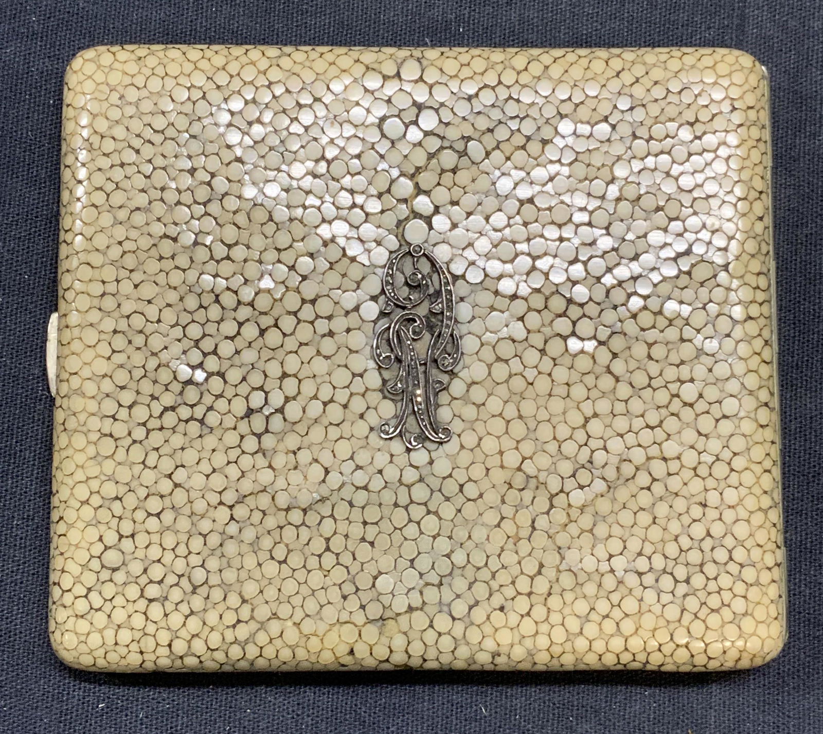 Shagreen, Sterling Slvr & Marcasite Cigarette Case (1 of 6)