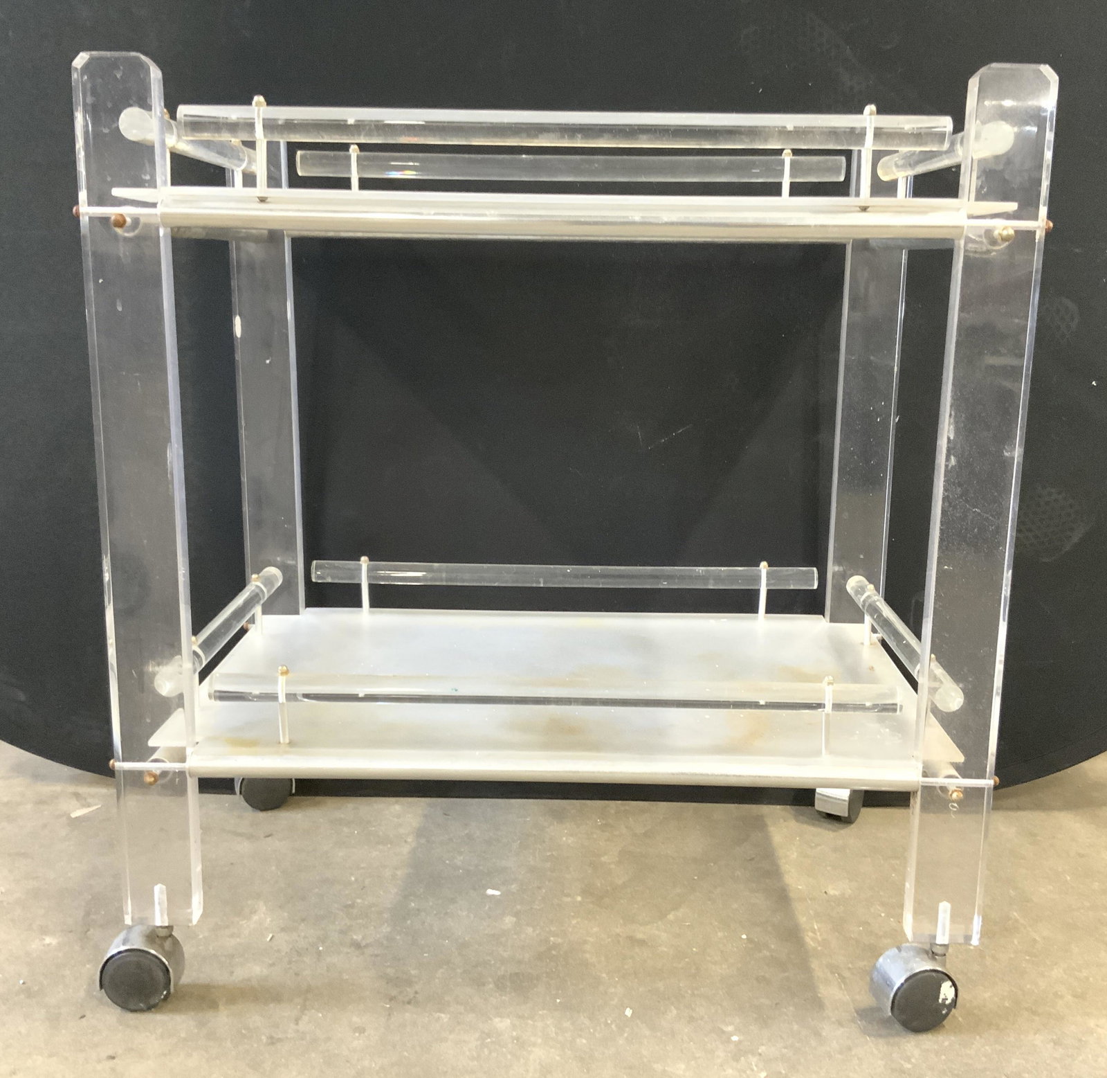 MCM Acrylic Lucite 2 Tier Bar Cart (1 of 8)