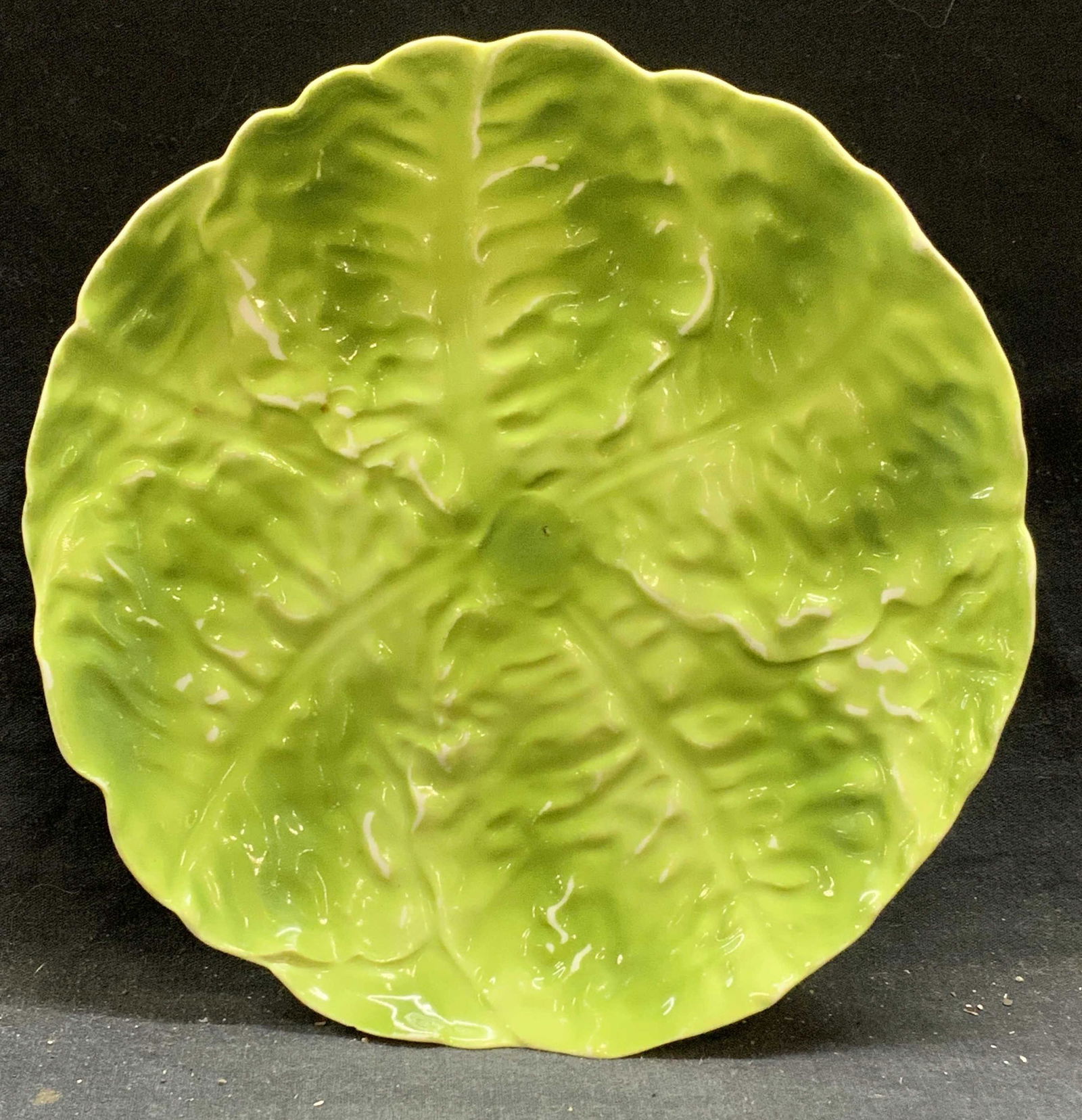 Vintage Ceramic Majolica Green Cabbage Plate (1 of 6)