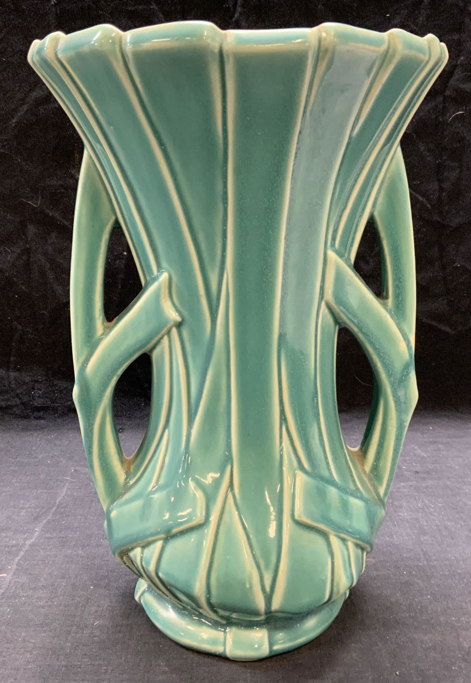 XL Vintage MCCOY Teal Art Pottery Vase (1 of 6)