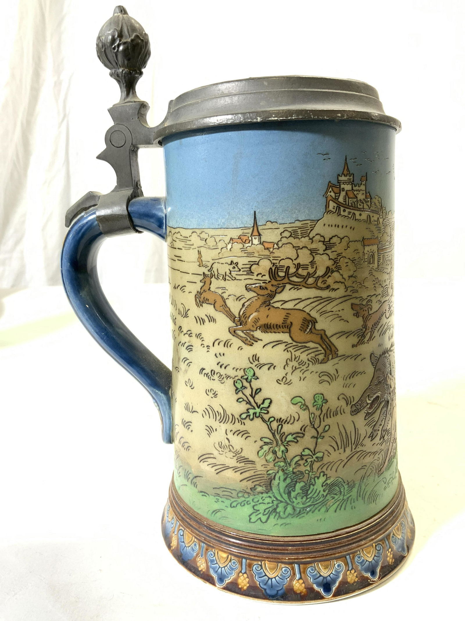 METTLACH Lidded German Ceramic Beer Stein (1 of 9)