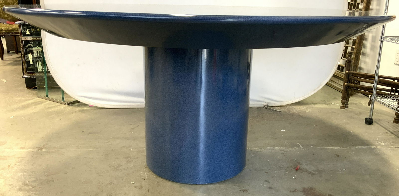 Lacquer Circular Dining Table Blue (1 of 8)