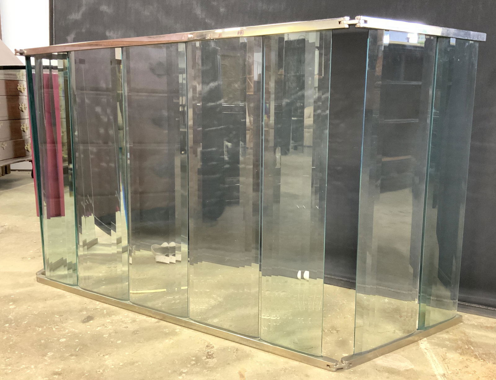 Mcm Chrome & Glass Folding Fireplace Screen Auction