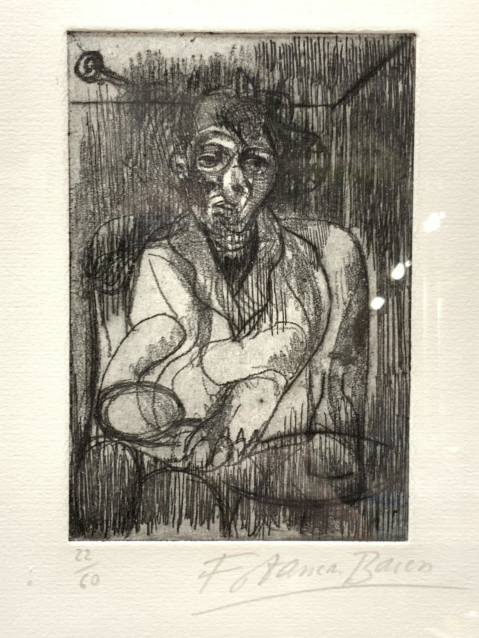 ATTR FRANCIS BACON Signed Figural Block Etching (1 of 10)