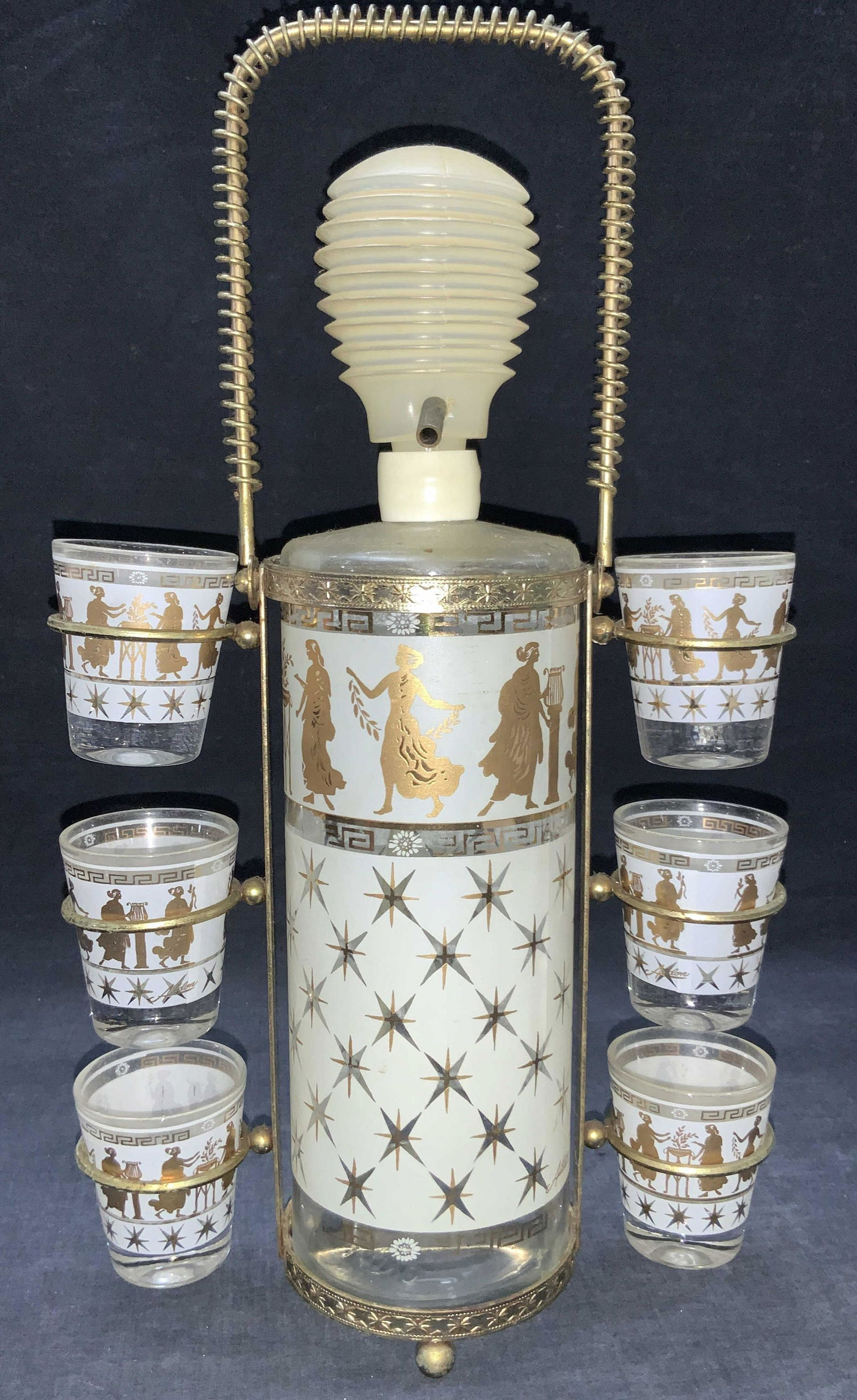 Vintage ALDON Grecian Motif Bar Set Decanter (1 of 11)
