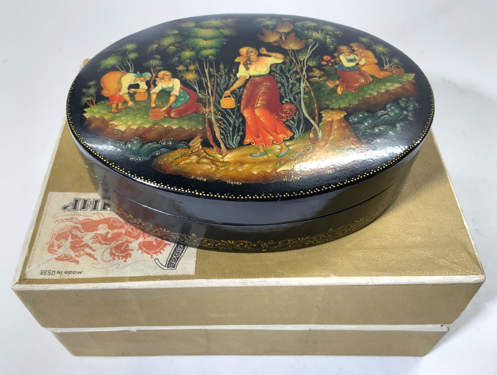 Antique Lacquered Keepsake Box W Box USSR (1 of 7)