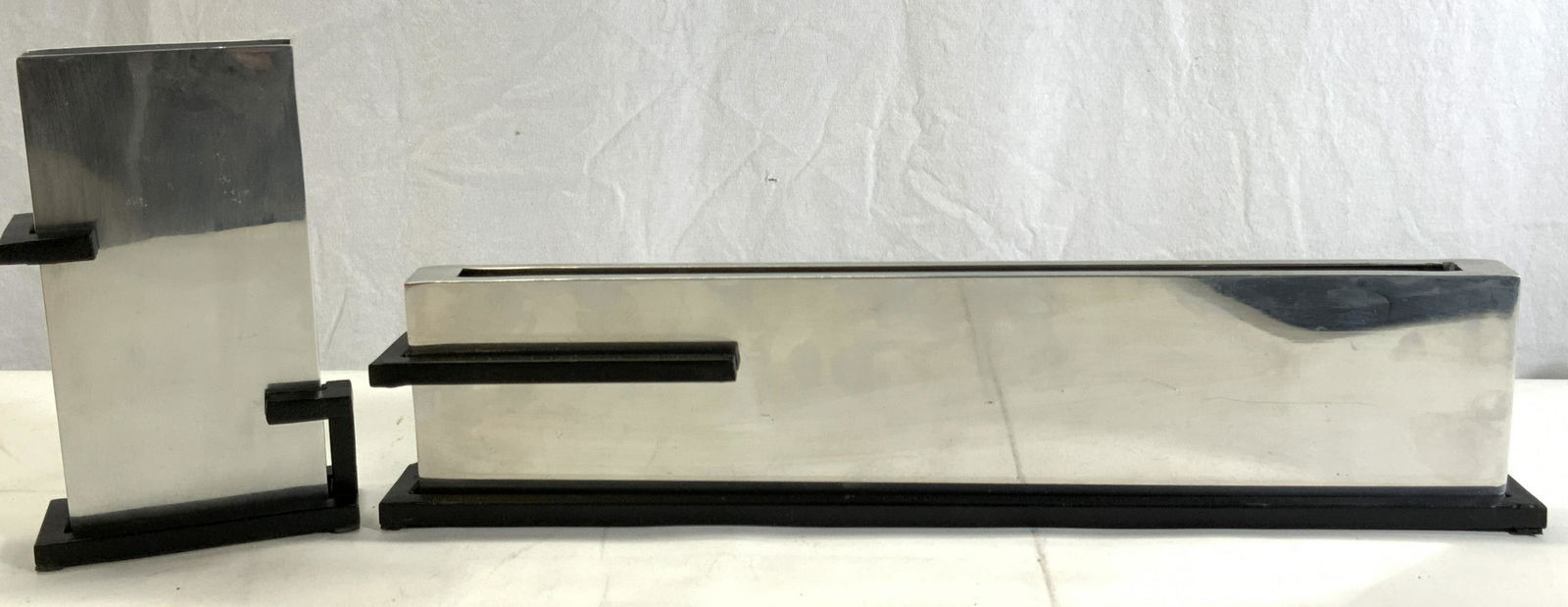 MICHAEL ARAM Pair Polished Chrome MCM Vases (1 of 8)