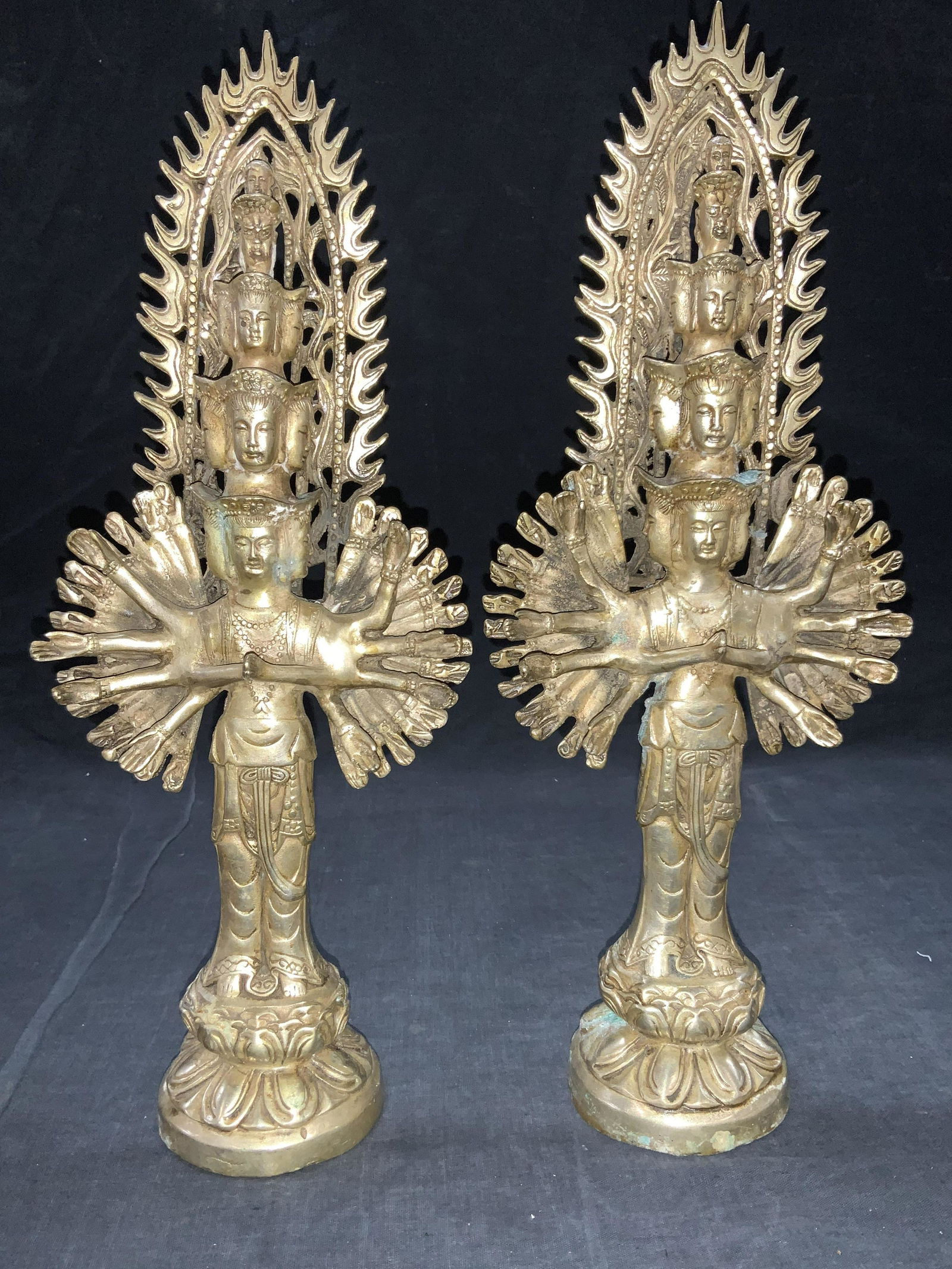 Pair Silver Toned Tibetan Bodhisattva Sculptures (1 of 12)
