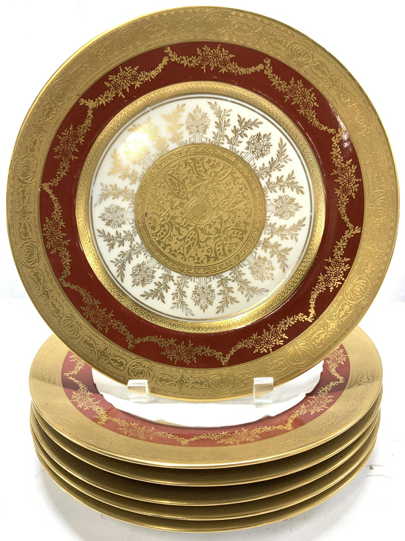 Set6 HUTSCHENREUTHER 24k Gilt Porcel Plates German (1 of 6)