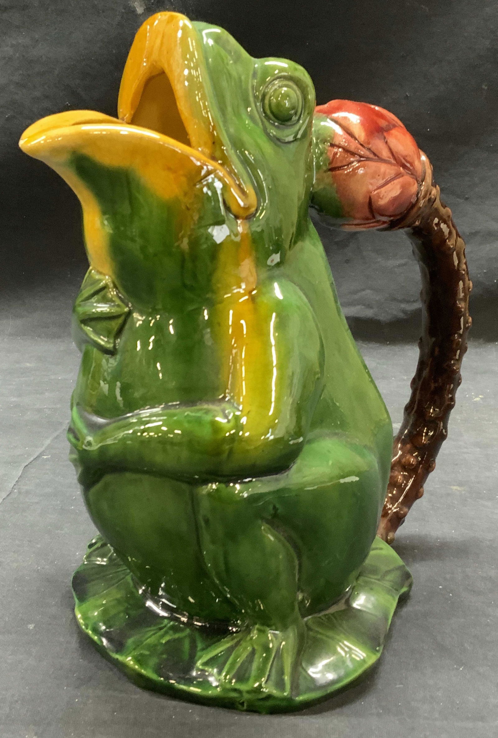Vintage Ceramic Majolica Frog Pitcher (1 of 6)