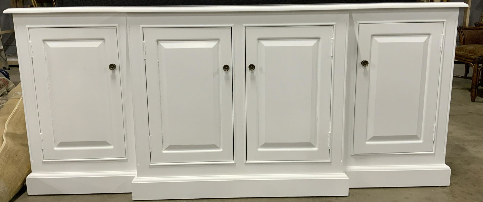 Wooden Sideboard W Cabinets & Shelves White (1 of 8)