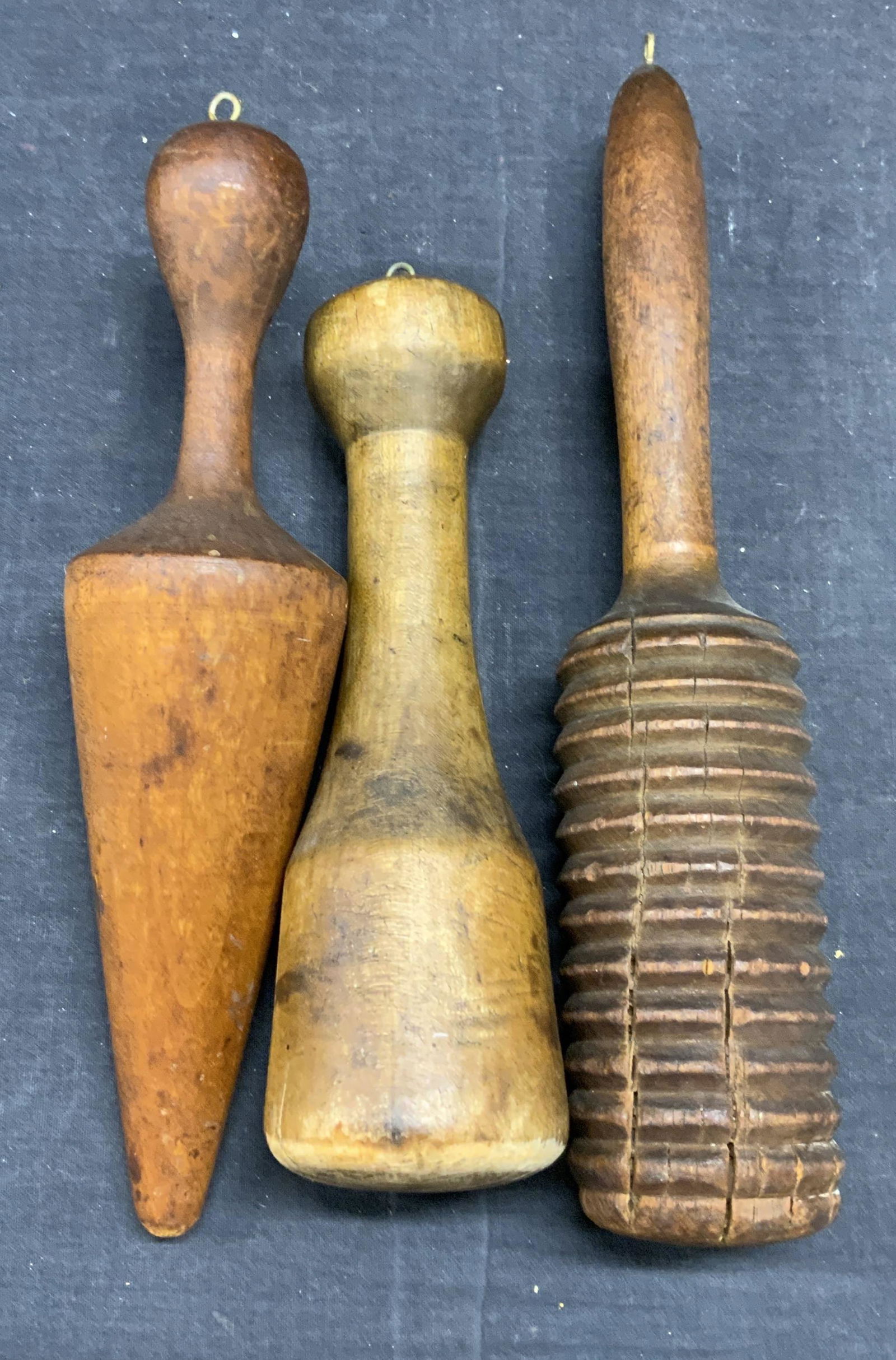 Lot 3 Antique Wooden Kitchen Mashers & Pestles (1 of 9)