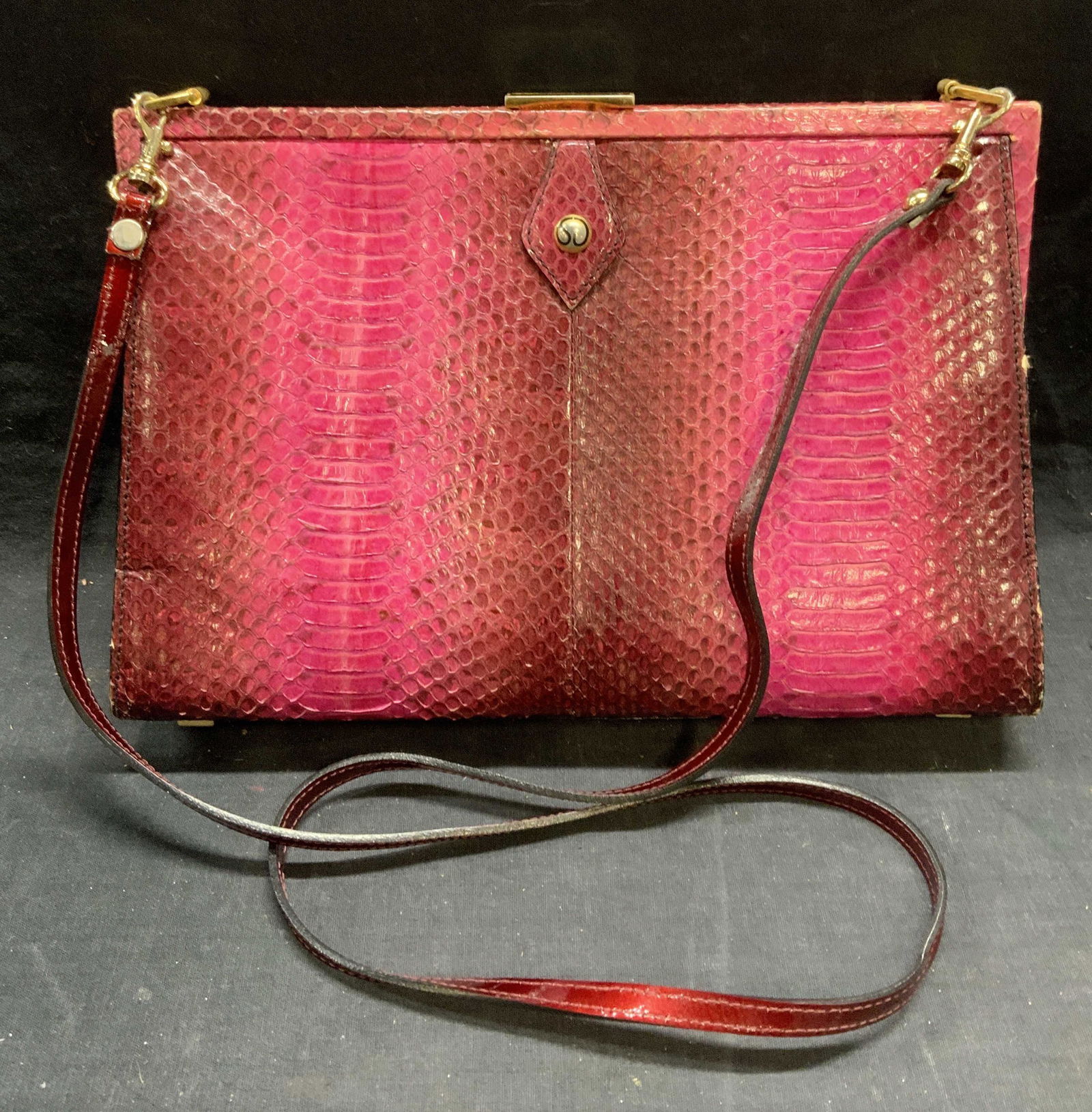 St John Couture Pink Snakeskin Handbag Italy (1 of 6)