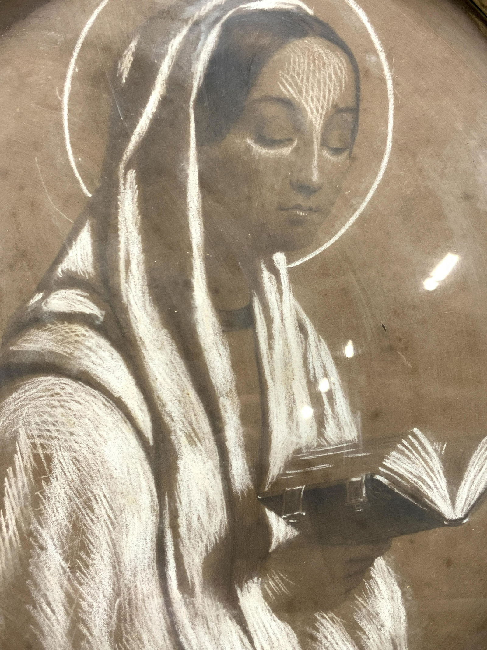 Vintage Virgin Mary Pastel Drawing (1 of 10)
