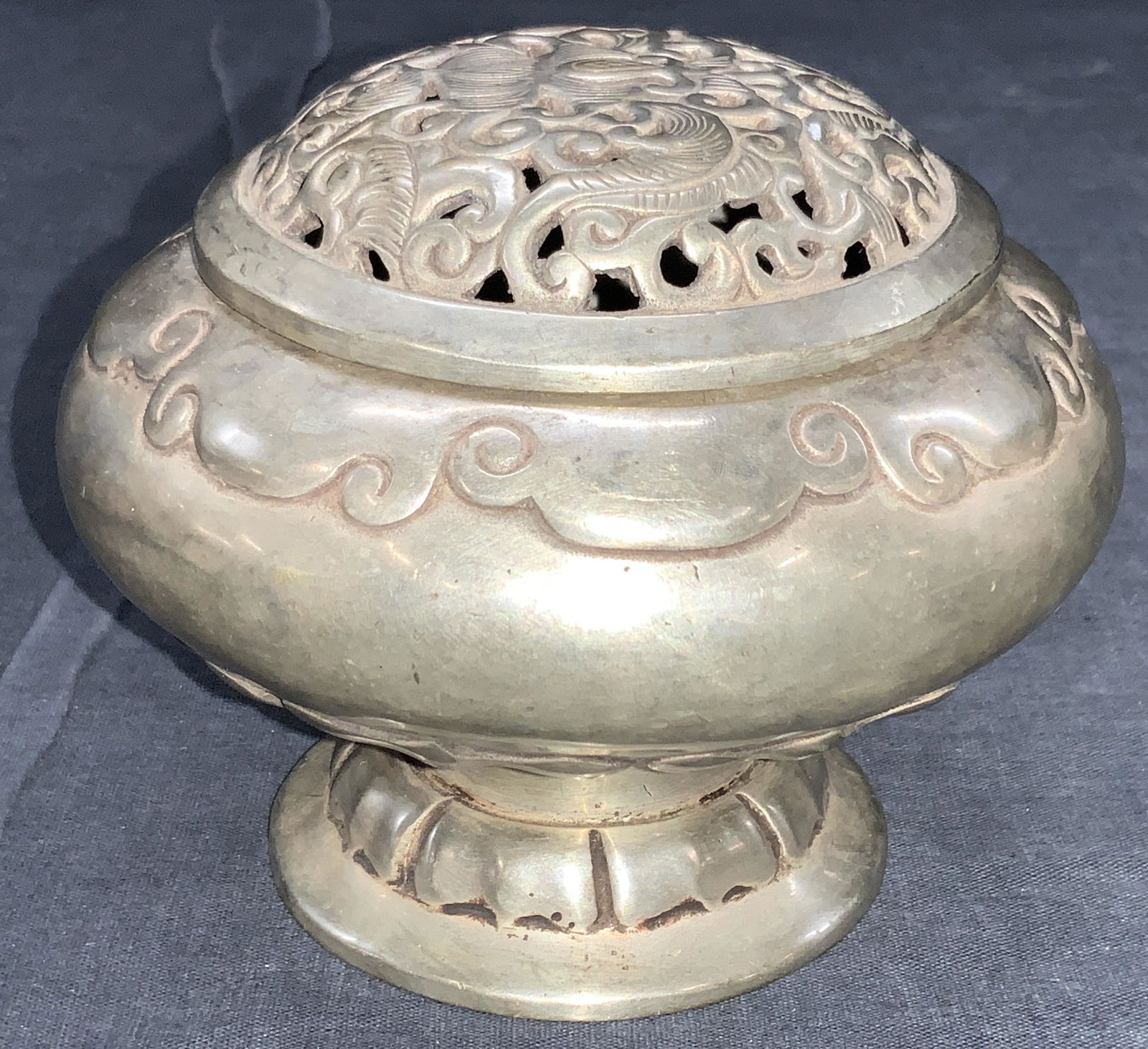 Stamped Silver Toned Metal Asian Censer (1 of 7)