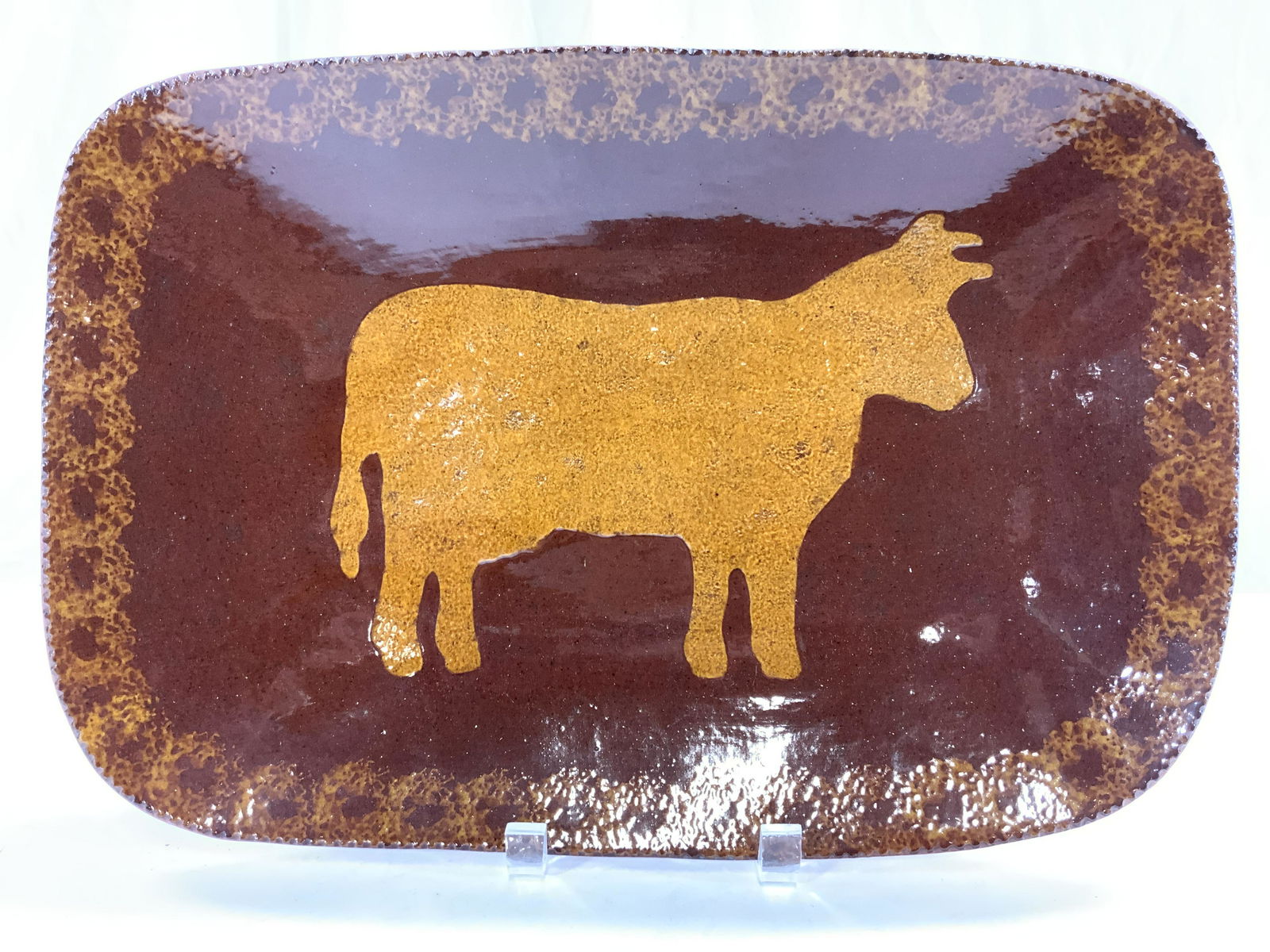Signed Ceramic Bull Serving Tray (1 of 8)