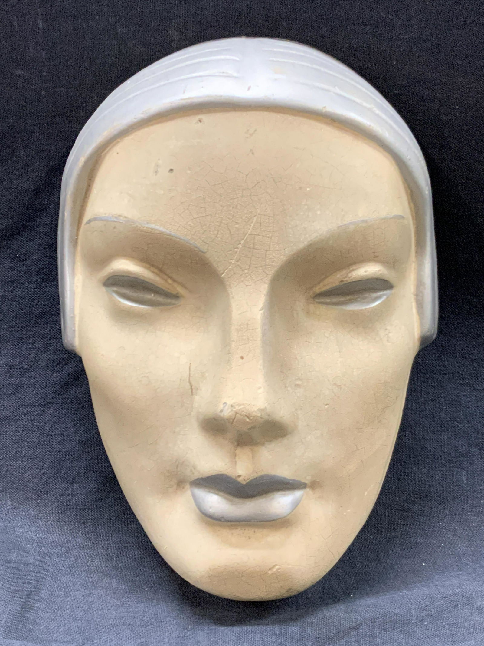 Signed Antique Ceramic Face Wall Art, 1934 (1 of 7)