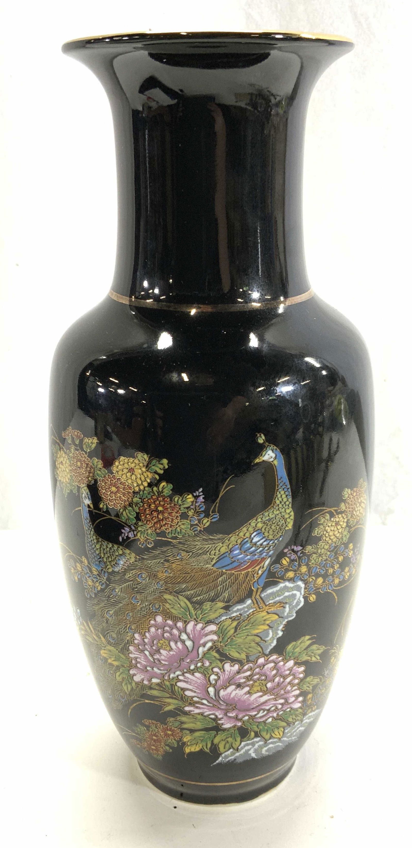 Signed Japanese Porcelain Peacock Vase (1 of 7)