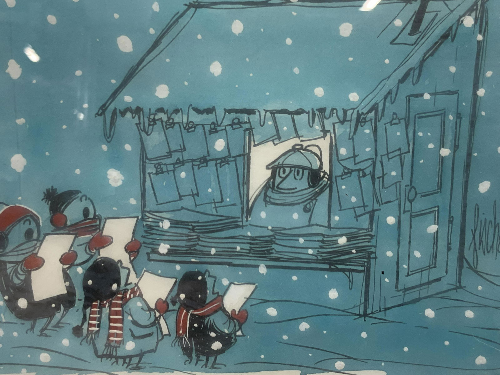 Signed Christmas Carolers Watercolor Illustration (1 of 7)