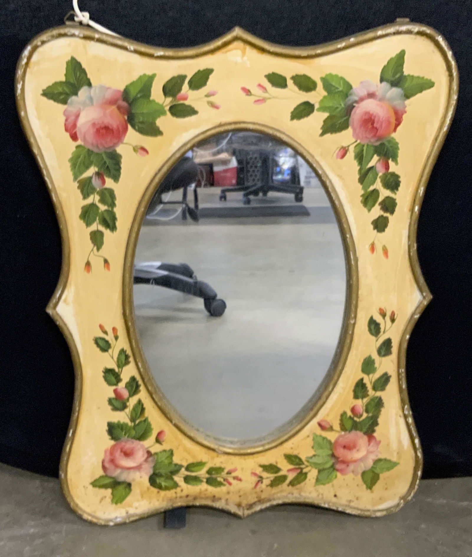 Vintage Hand Painted Floral Motif Wooden Mirror (1 of 11)