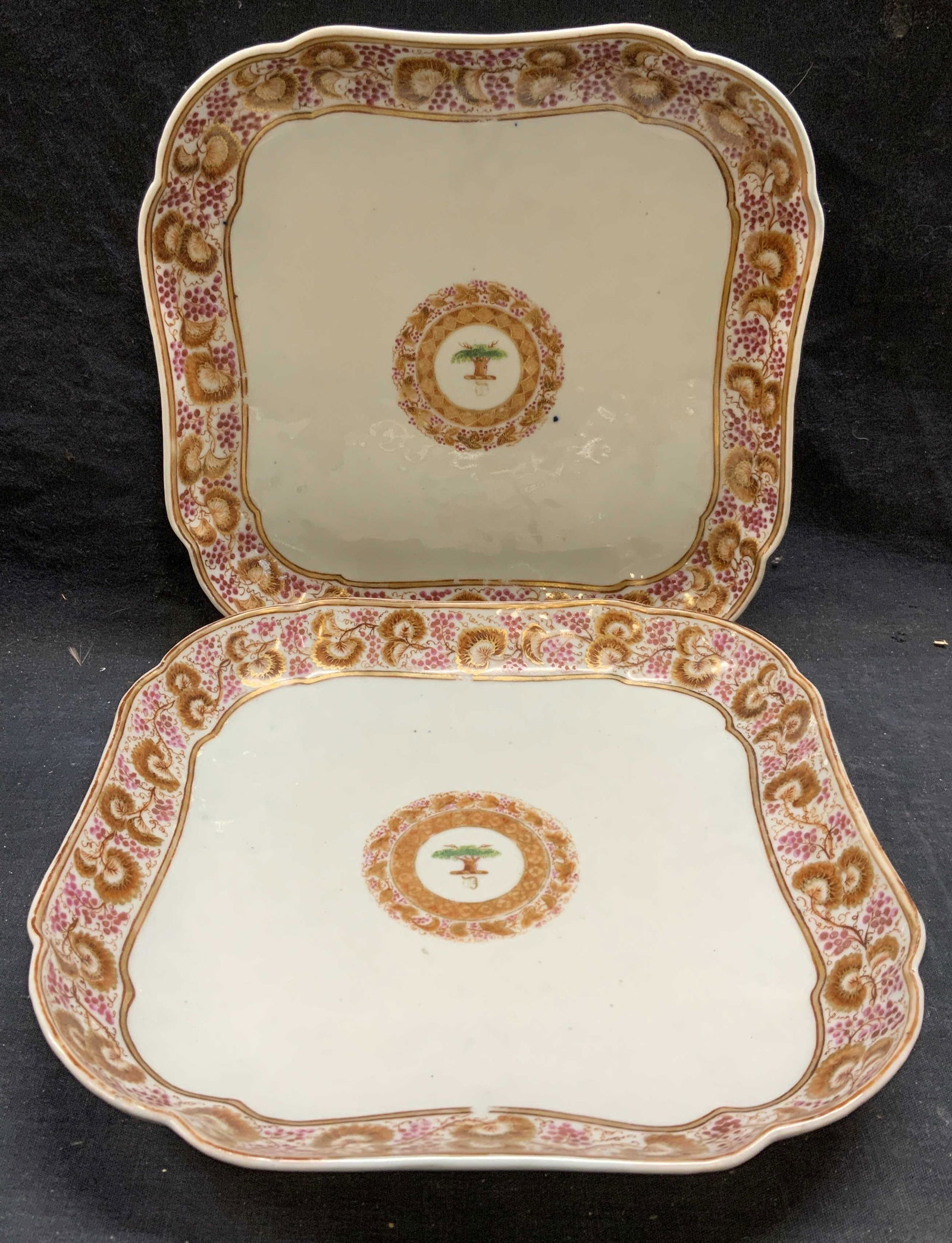 Pair Vintage Asian Ceramic Botanical Plates (1 of 9)