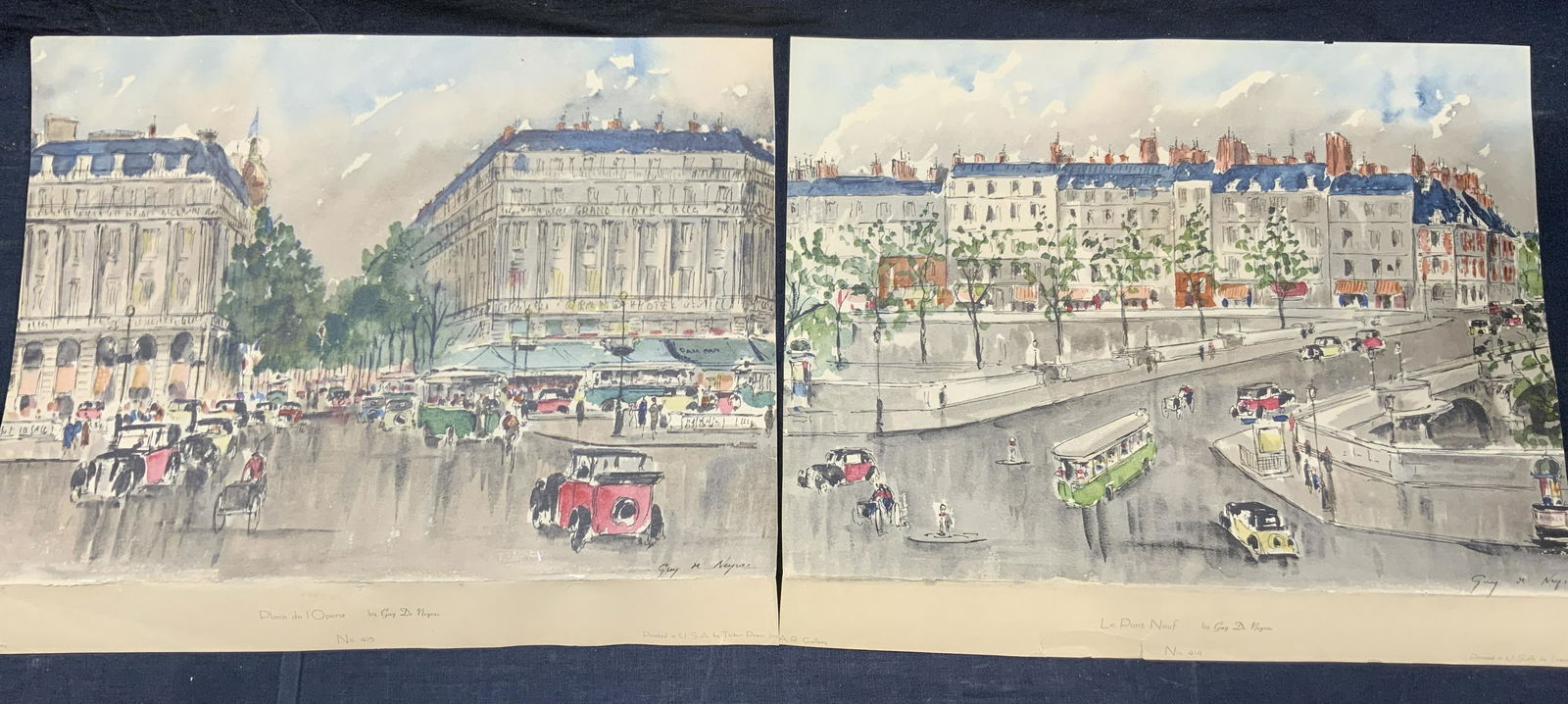 Lot 2 Guy De Neyrac Watercolor Lithographs (1 of 9)