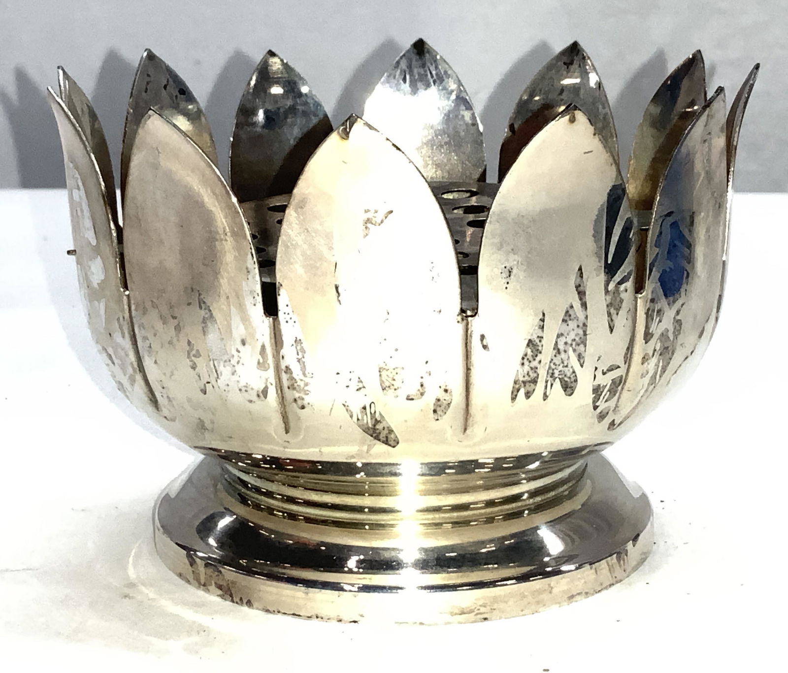 PM Mid Cent. Silver Plate Flower Frog, Italy (1 of 6)