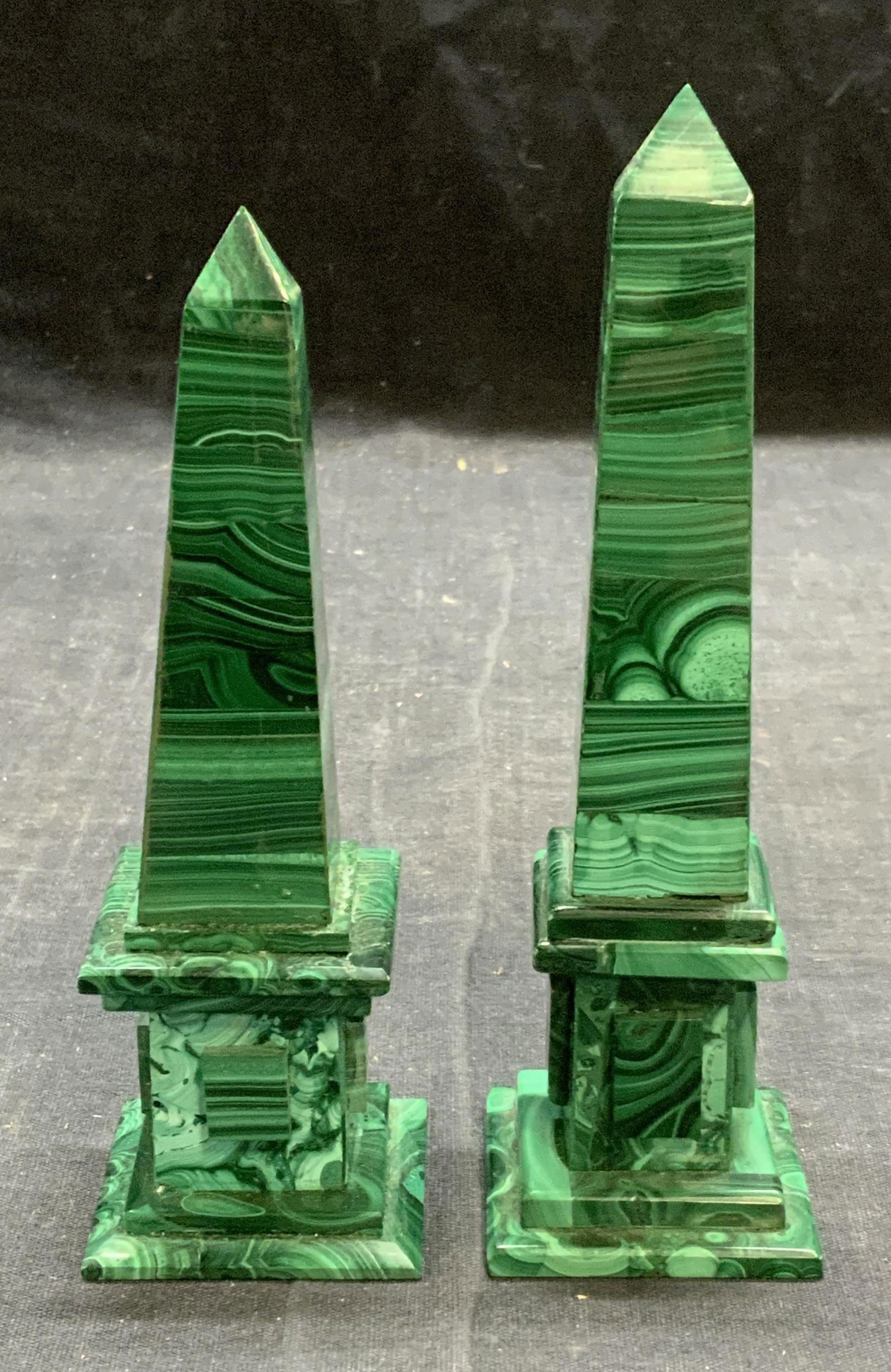 Near Pair Malachite Obelisk Figurines (1 of 9)