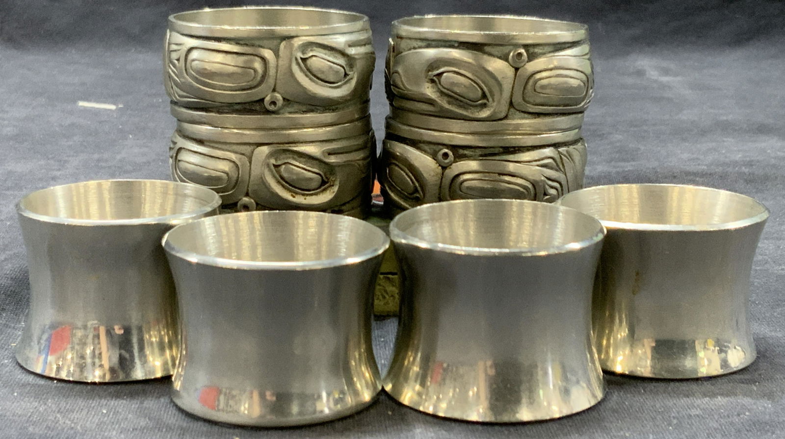 Set 8 Assorted BOMA Pewter & Metal Napkin Rings (1 of 7)