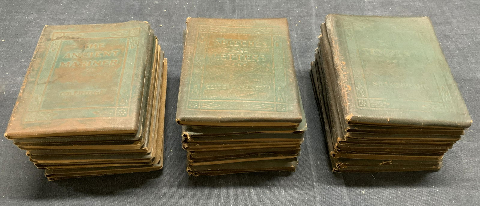 Set 27 Antq Little Leather Library Book Collection Auction