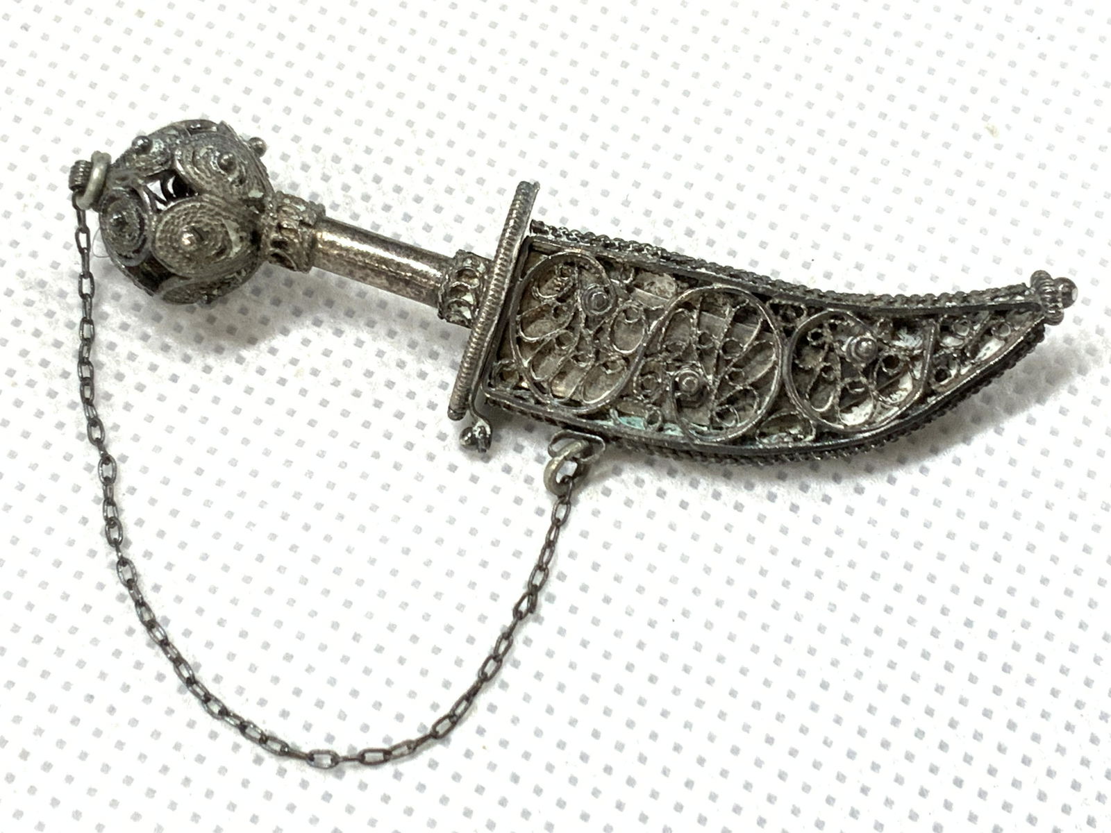 Vintage Hand Crafted Sterling Dagger Brooch (1 of 8)