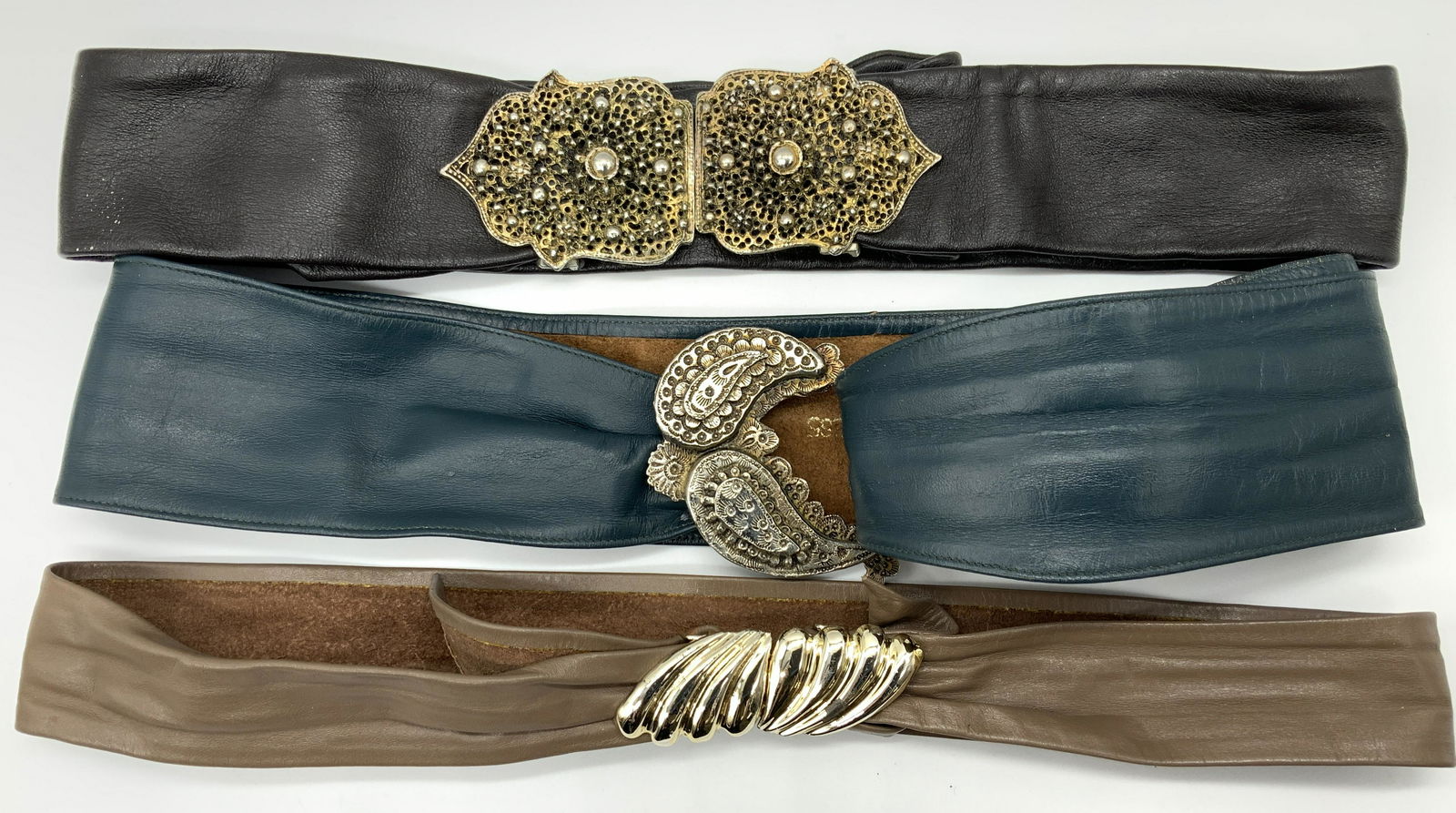 3 Genuine Leather Wide Fashion Belts (1 of 13)