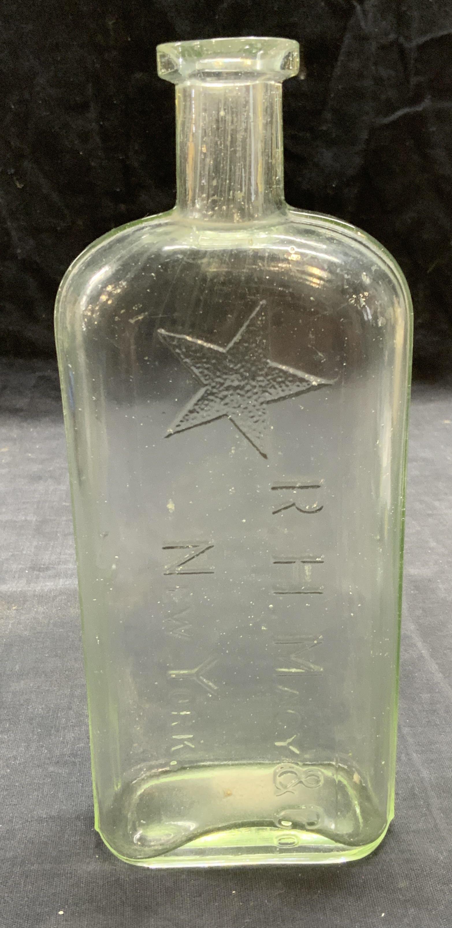 Vtg R. H. Macy & Co Green Vaseline Glass Bottle (1 of 7)