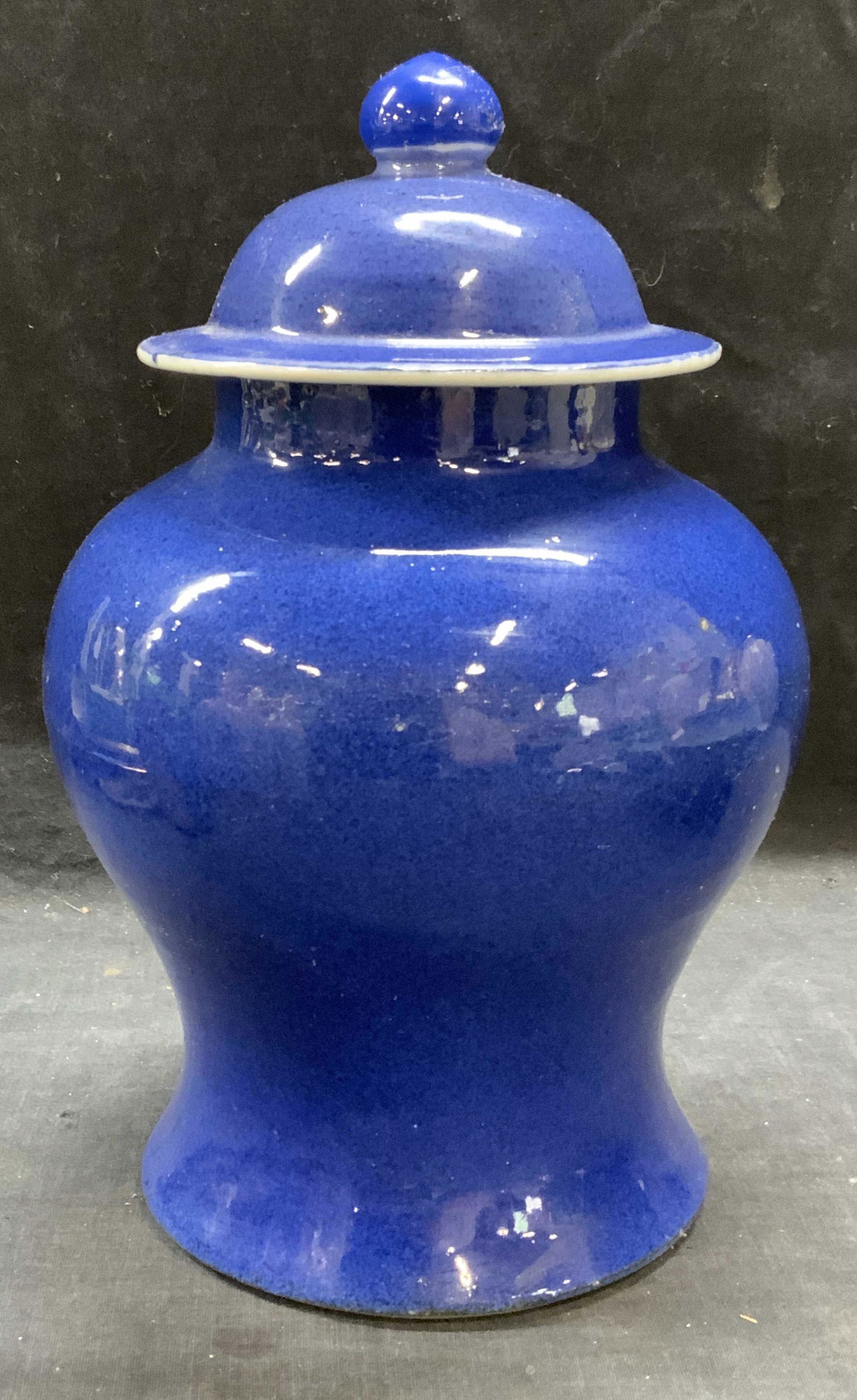 Antique Chinese Porcelain Blue Lidded Jar (1 of 6)