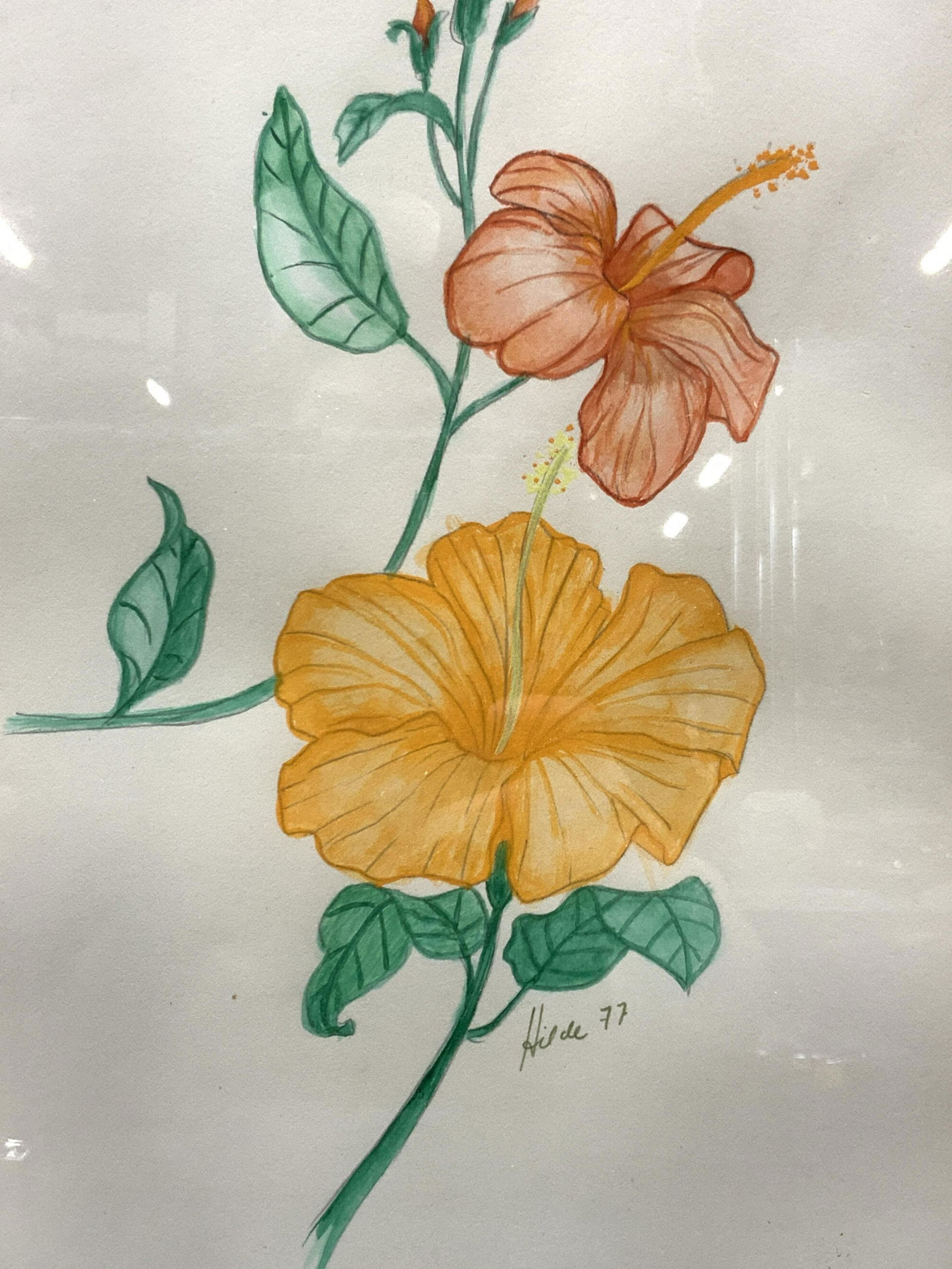 Hilde Signed Mixed Media Flower Painting (1 of 7)