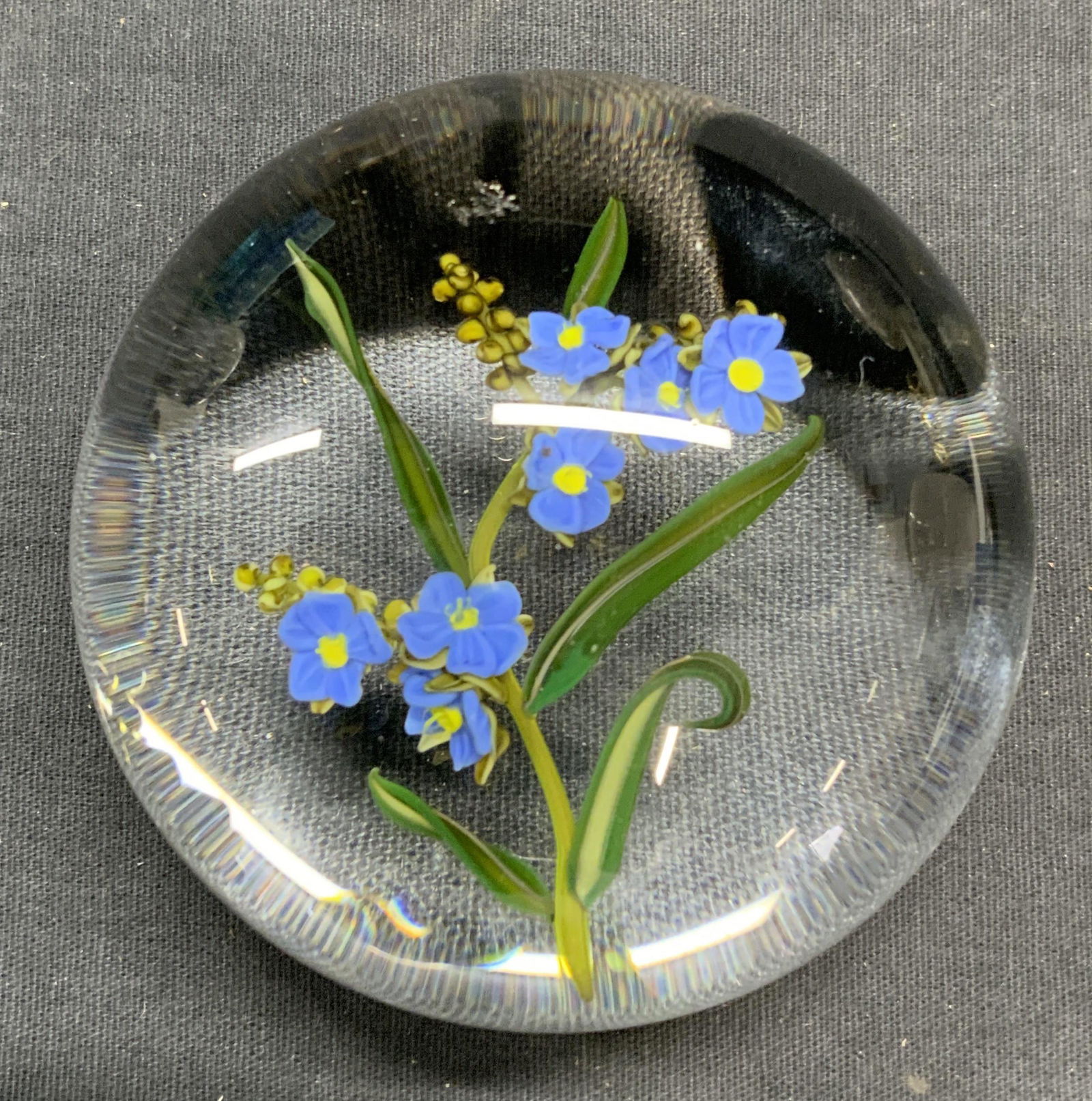 Signed Floral Art Glass Paperweight (1 of 7)