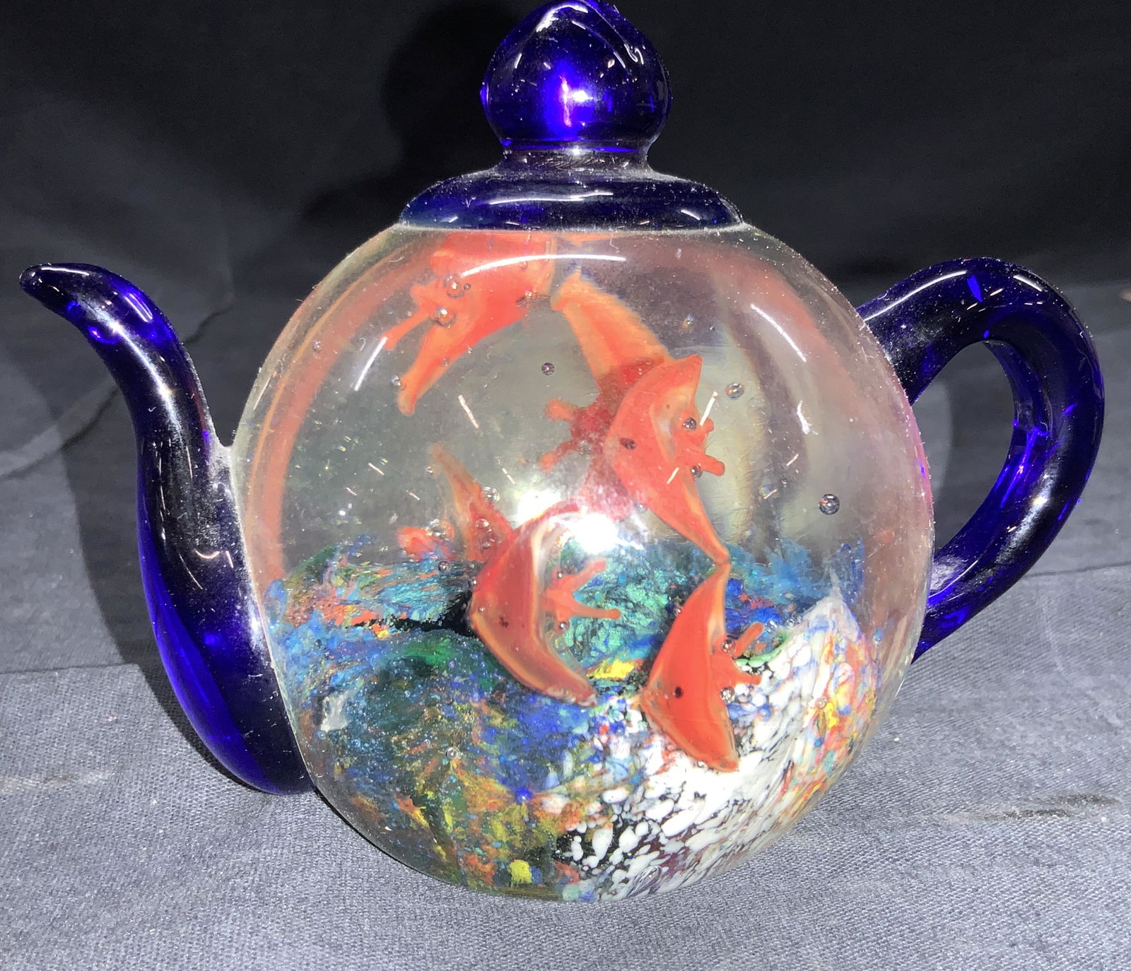 Dynasty Galleries Art Glass Tea Pot Paperweight (1 of 6)