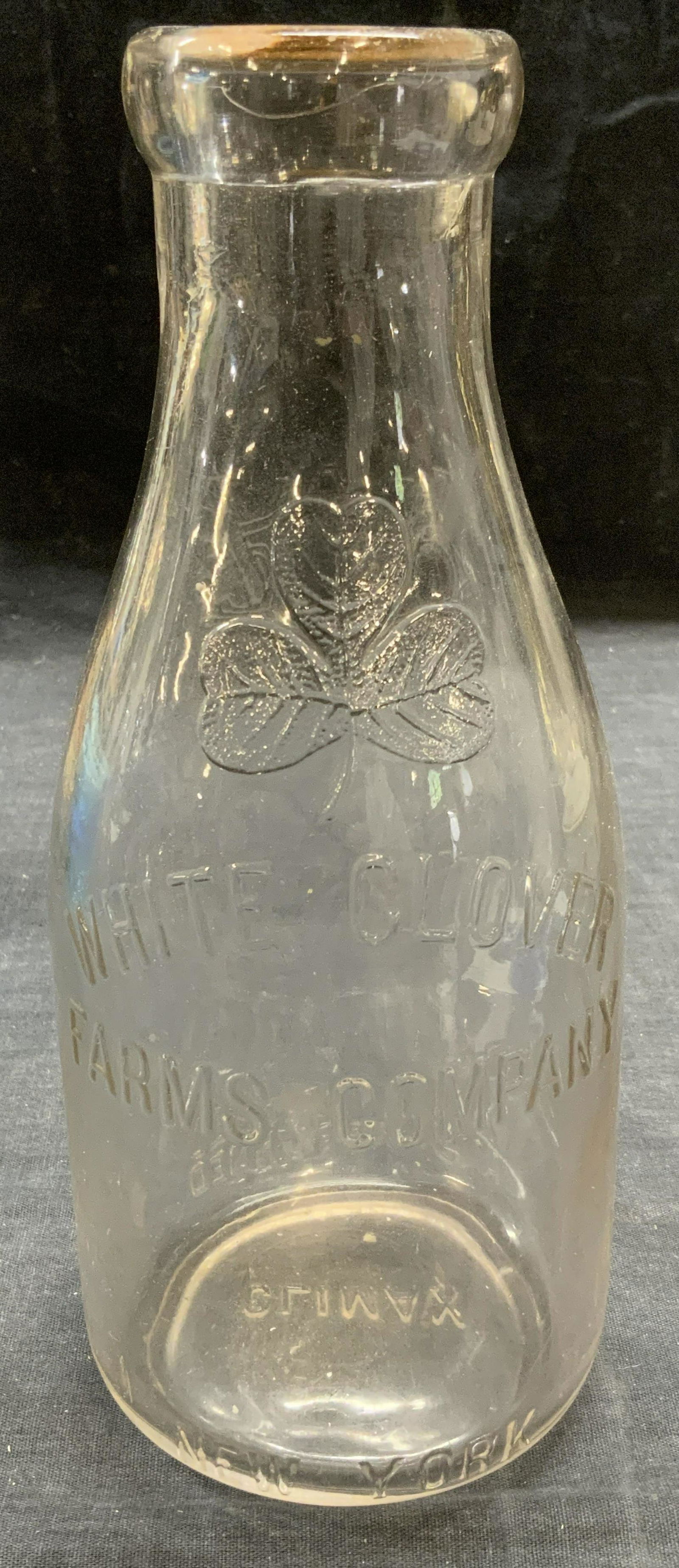 Vintage White Clover Farms Glass Milk Bottle (1 of 6)