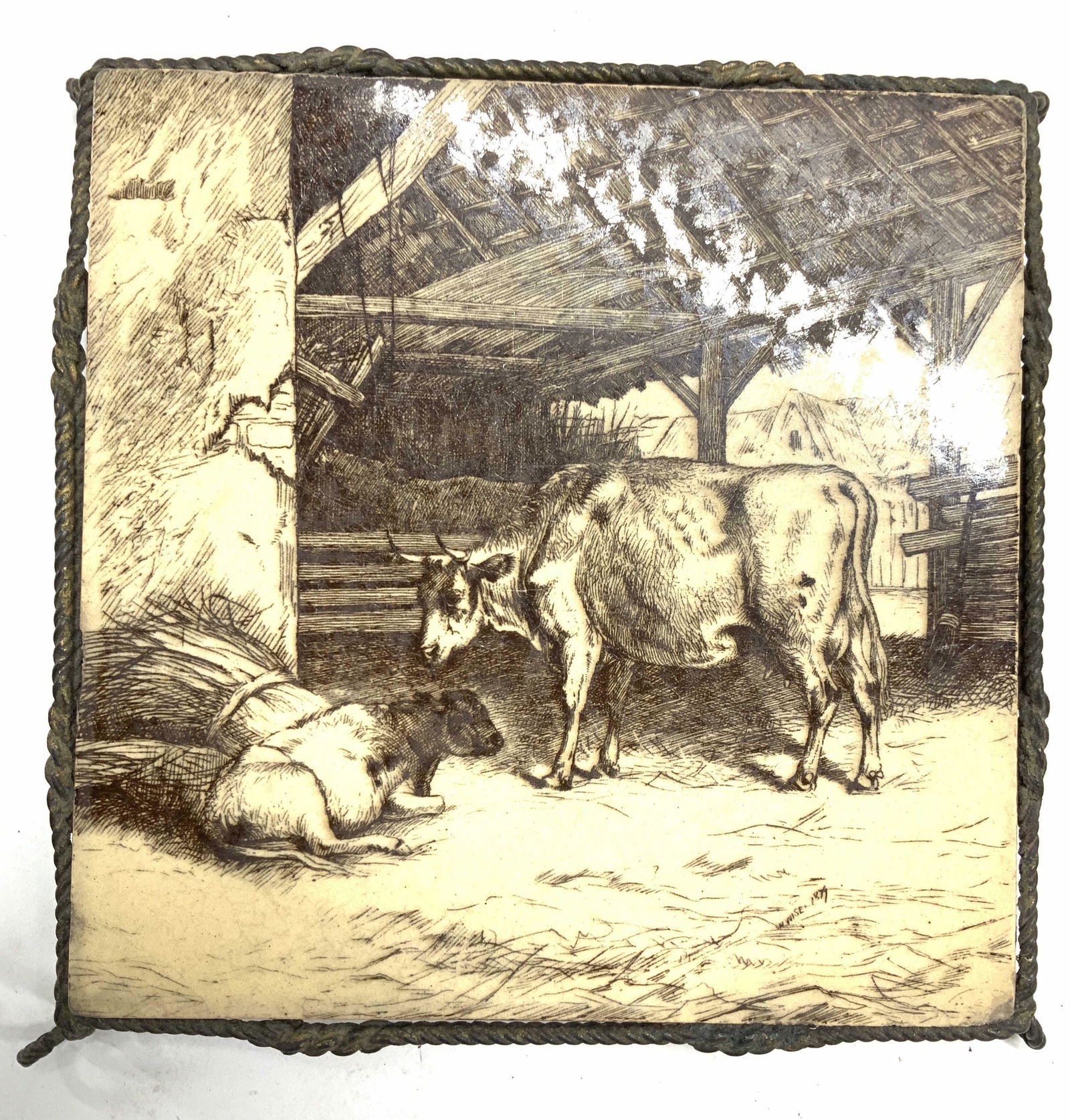 Mintons Porcelain Cow Tile Table Trivet, England (1 of 6)