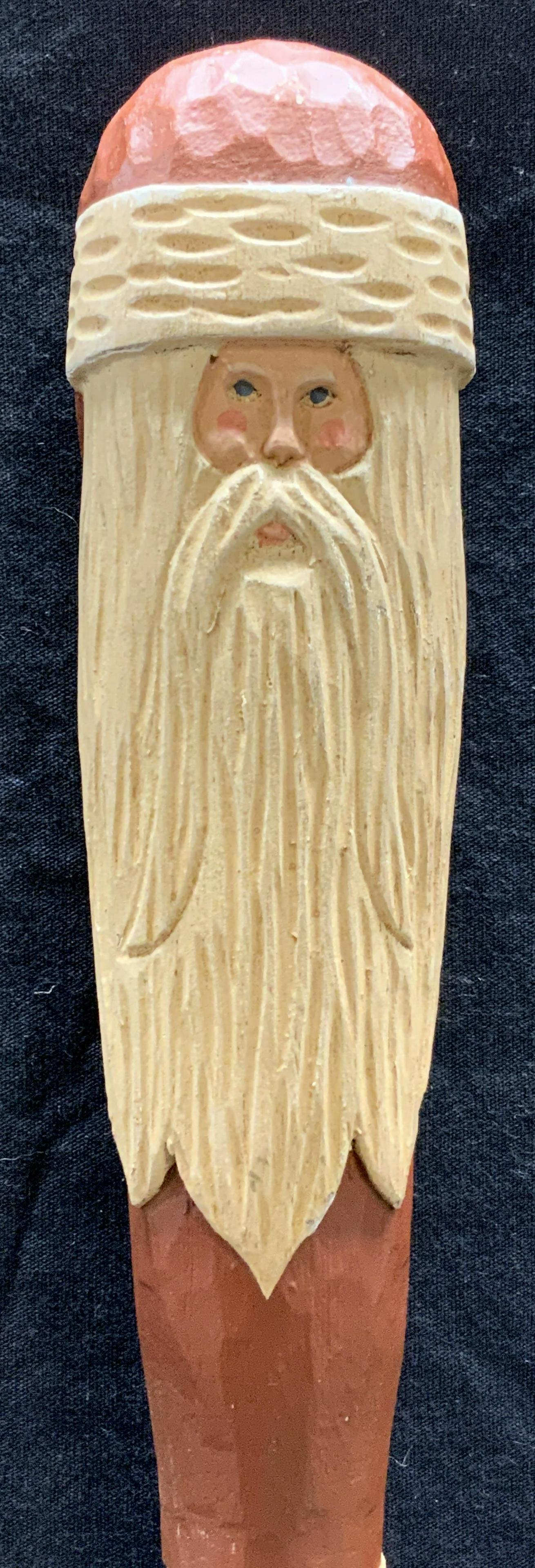Carved Wood Folk Art Santa Claus Walking Stick (1 of 9)