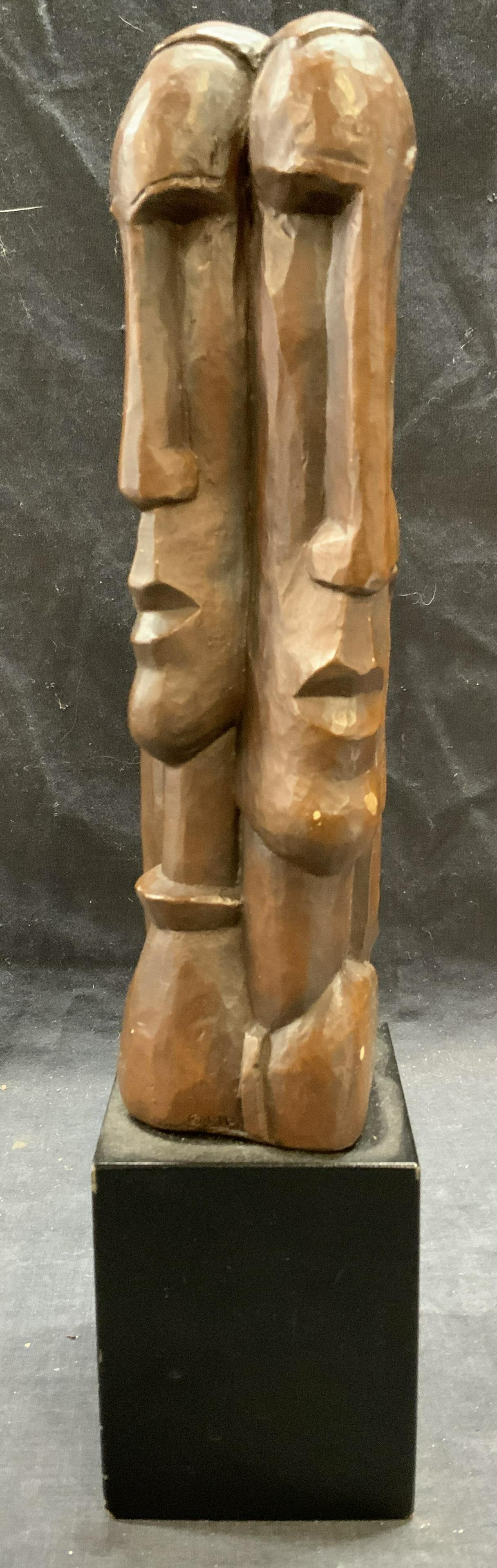 Carved Wood Tribal Head Sculpture (1 of 6)