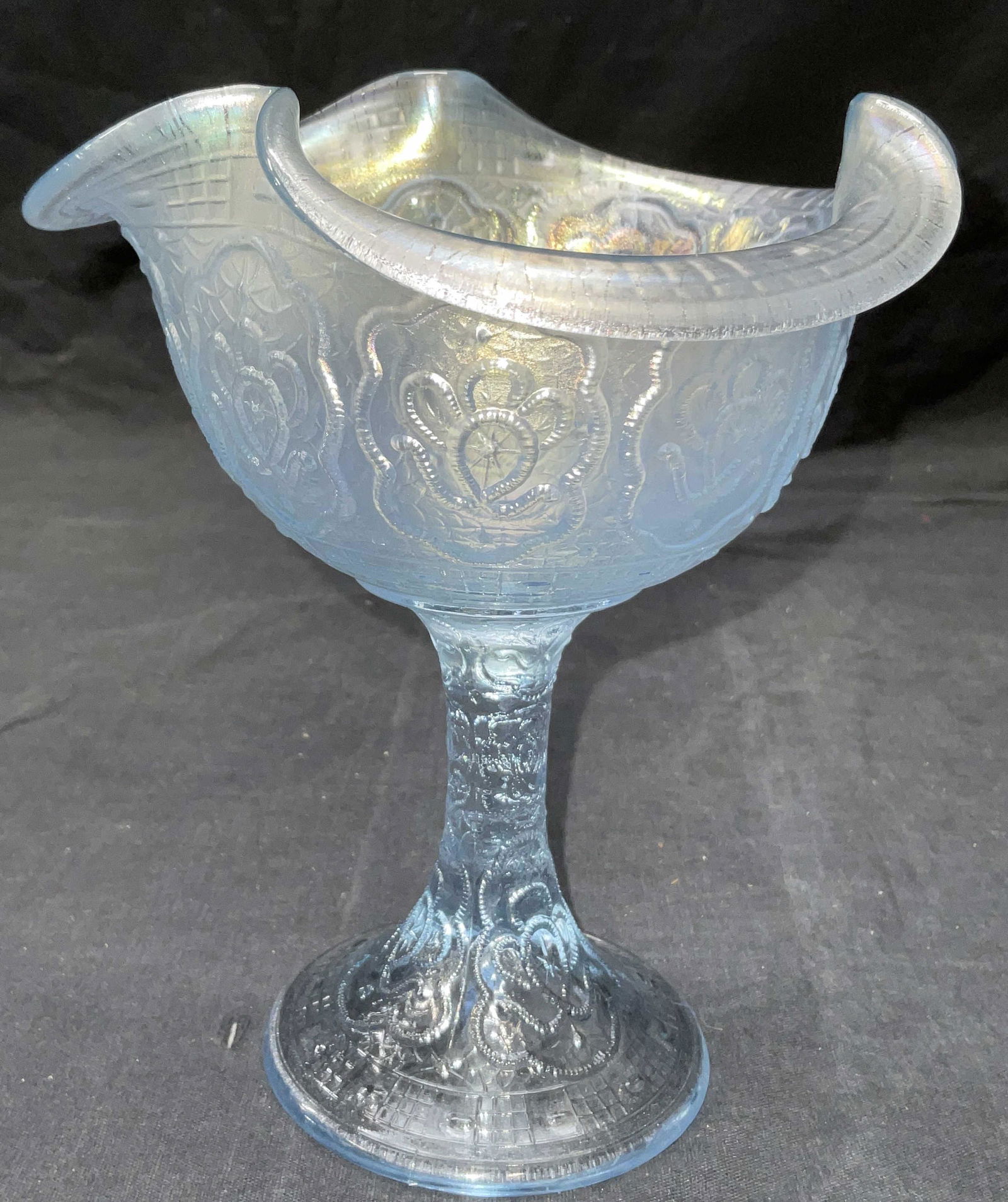 Fenton White Carnival Glass Compote (1 of 7)