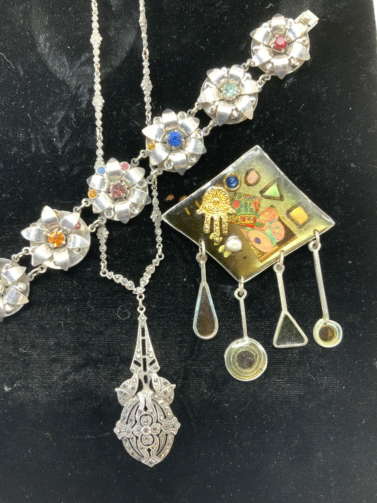 Sterling Silver Marcasite Necklace, more , 3 (1 of 10)