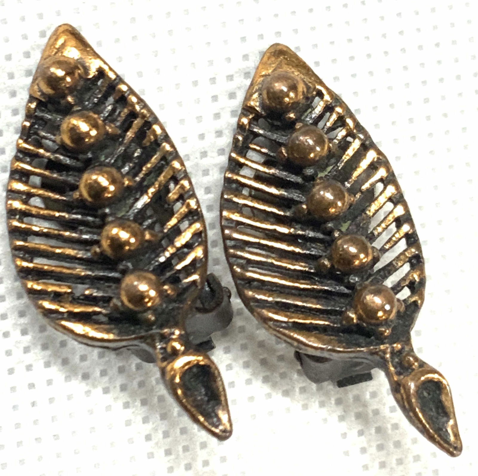 Vintage Copper Leaf Clip On Earrings (1 of 8)