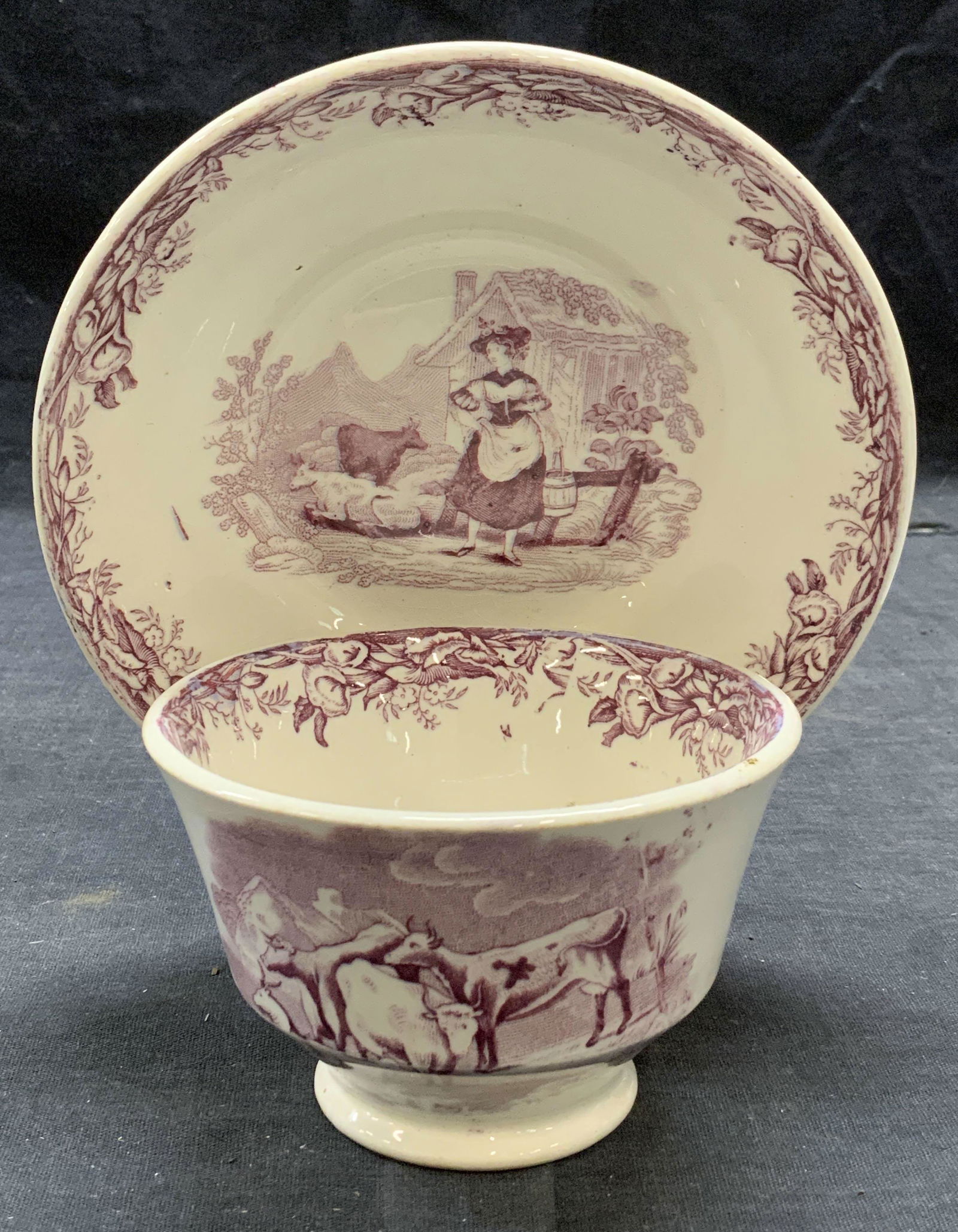 Lot 2 Antique Ceramic Figural Cow Dish & Bowl (1 of 8)