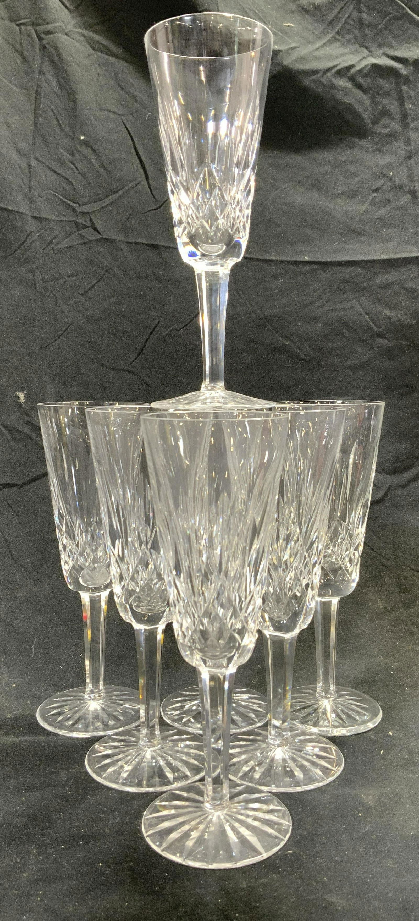 WATERFORD Set 7 Champagne Flutes Stemware (1 of 7)