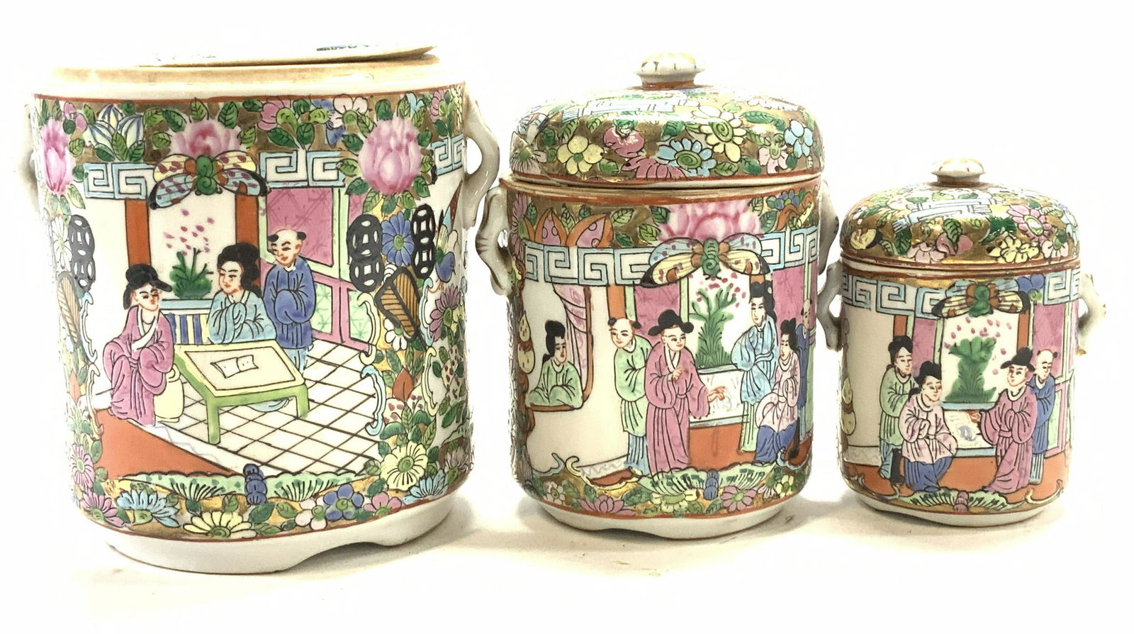 Set 3 Asian Export Porcelain Jars , Signed (1 of 7)