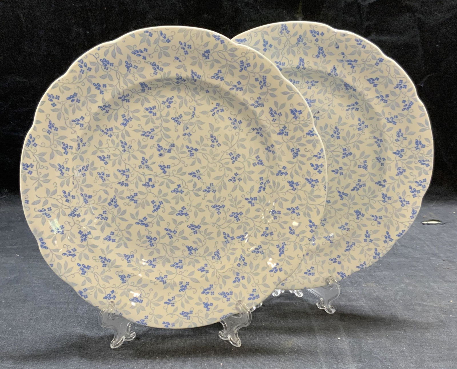 Pair Antique U&C Sarreguemines Porc Floral Plates (1 of 7)