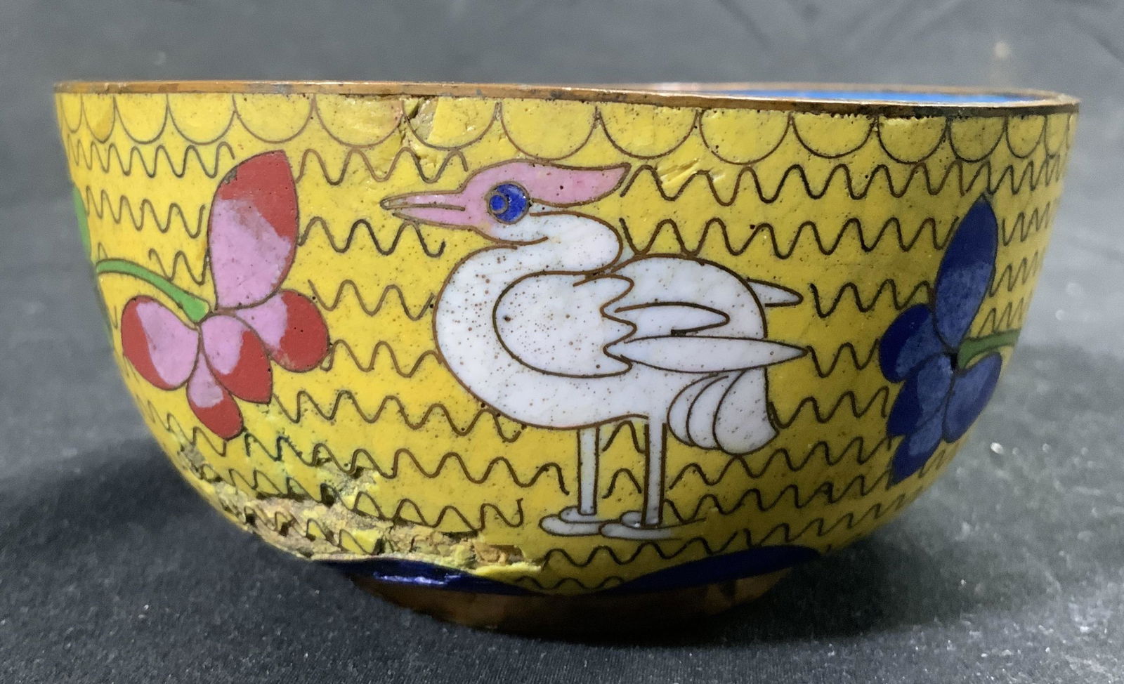 Vntg Asian Cloisonne Enamel Bowl Vessel (1 of 7)